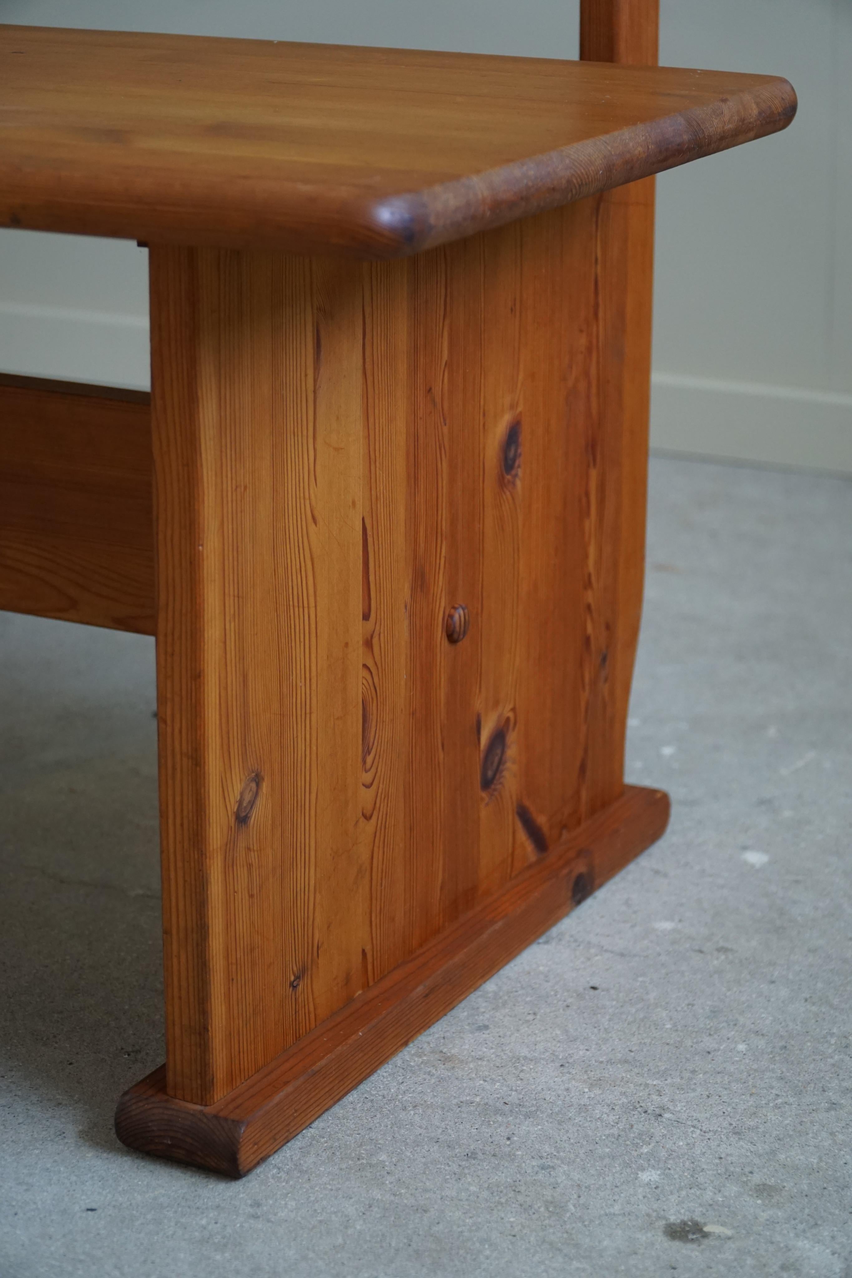 Mid Century Modern Bench in Pine, Made by a Swedish Cabinetmaker in the 1970s For Sale 2