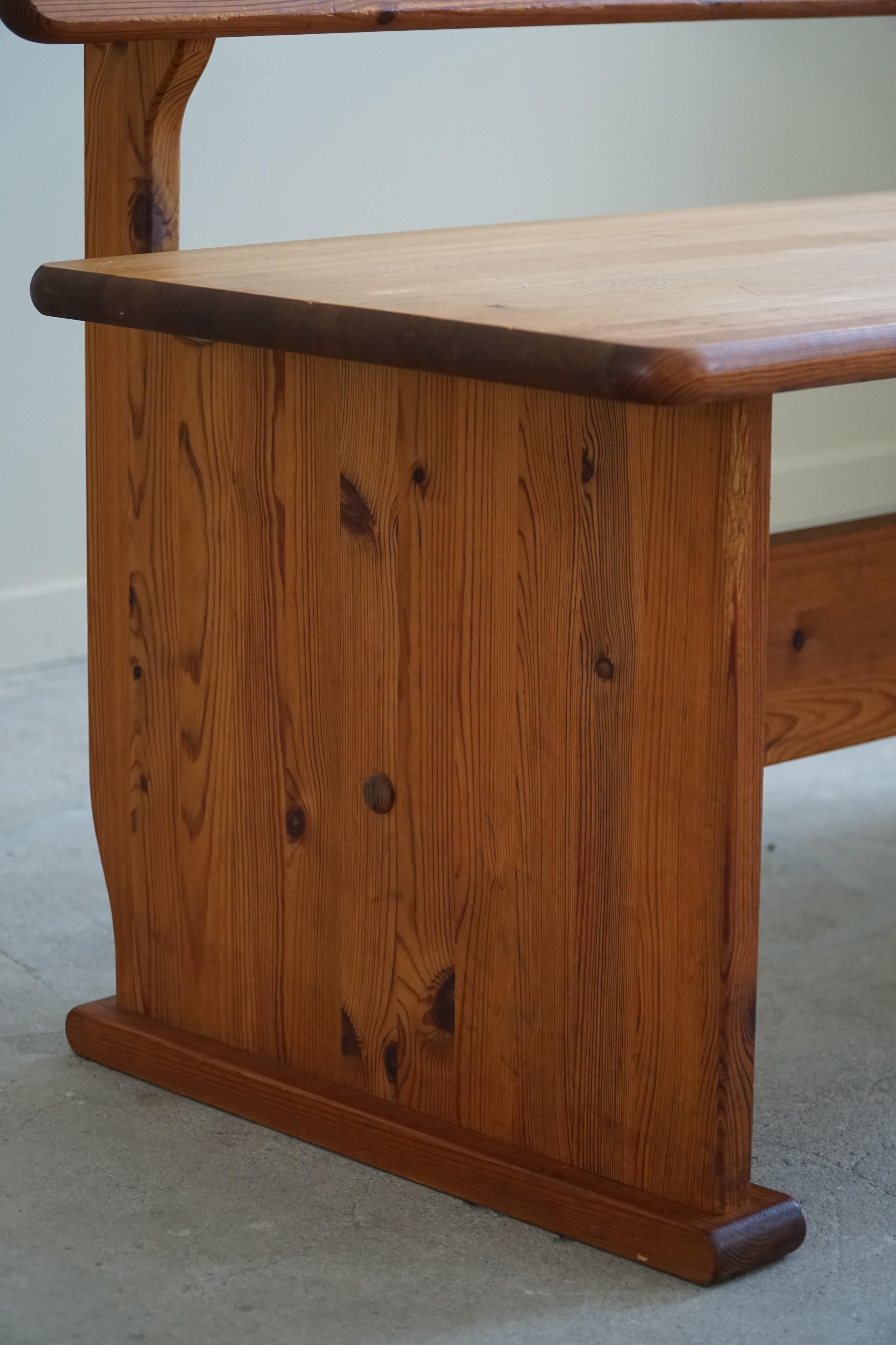 Mid Century Modern Bench in Pine, Made by a Swedish Cabinetmaker in the 1970s For Sale 3