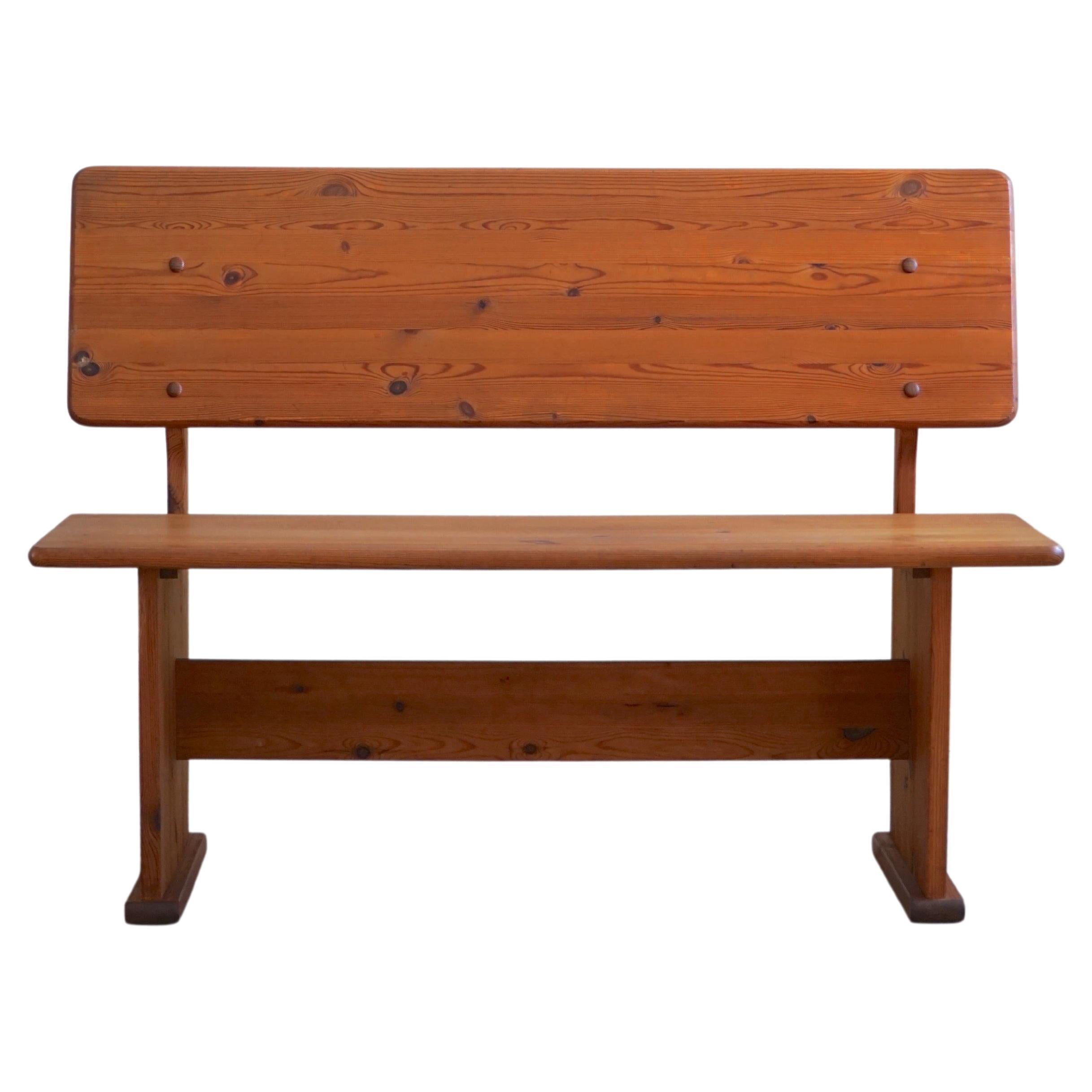 Mid Century Modern Bench in Pine, Made by a Swedish Cabinetmaker in the 1970s For Sale