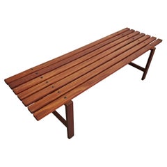 Panchina moderna del Mid Century in teak massiccio, Danimarca anni '60