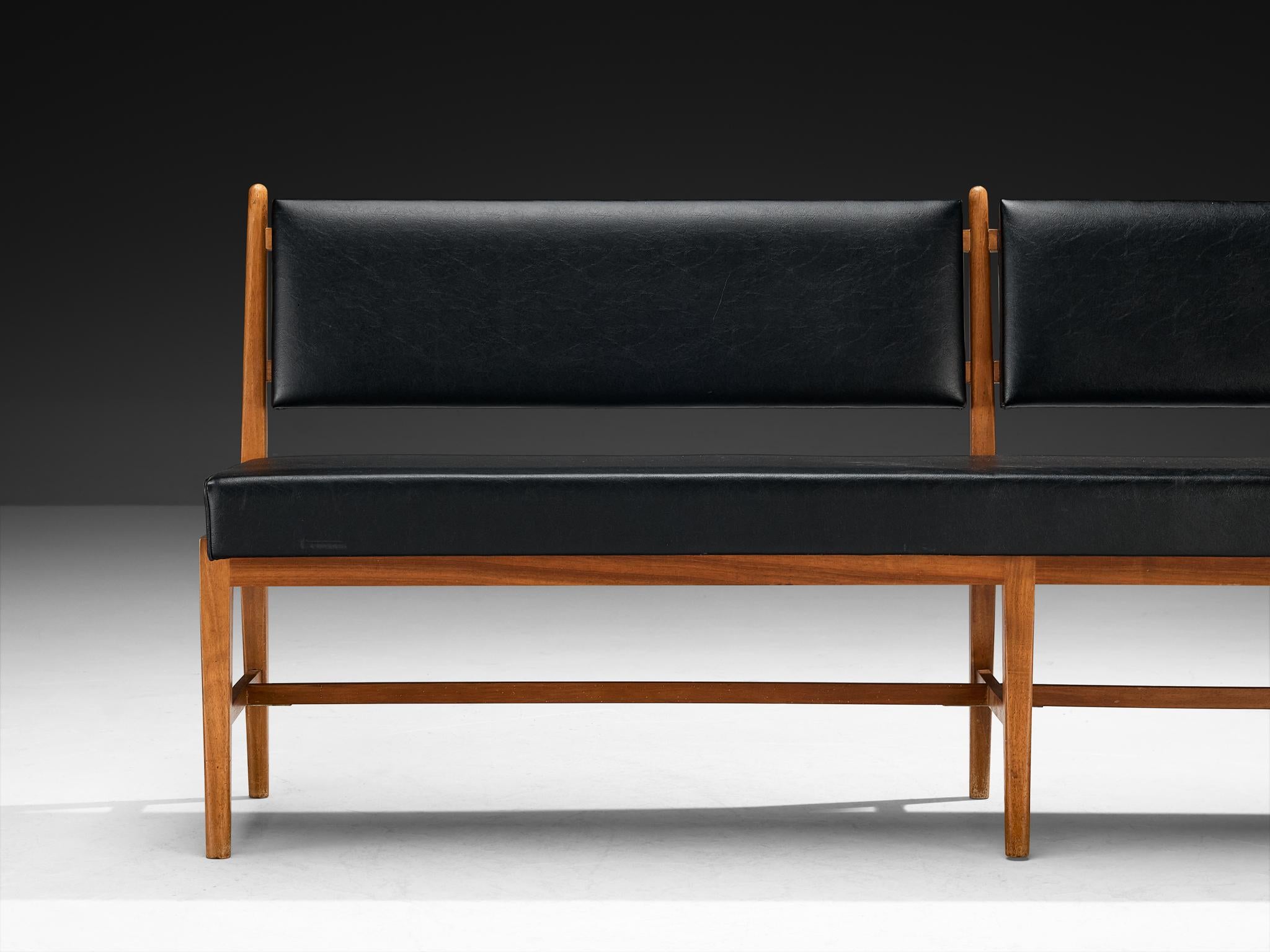 European Mid-Century Modern Bench in Walnut For Sale