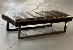 Mid-Century Modern Bench / Ottoman, Leather, Steel