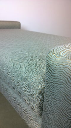 Milo Baughman Style Newly Upholstered in Aqua Blue Copper Bench Chrome Base