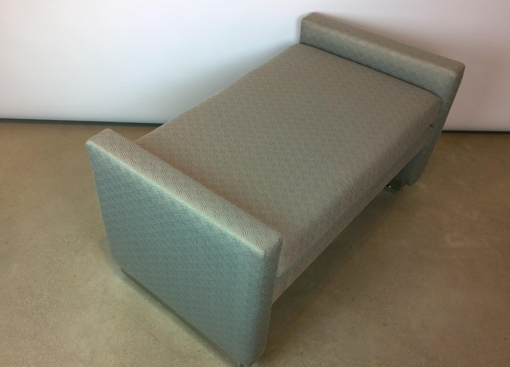 Milo Baughman Style Newly Upholstered in Aqua Blue Copper Bench Chrome Base For Sale 1