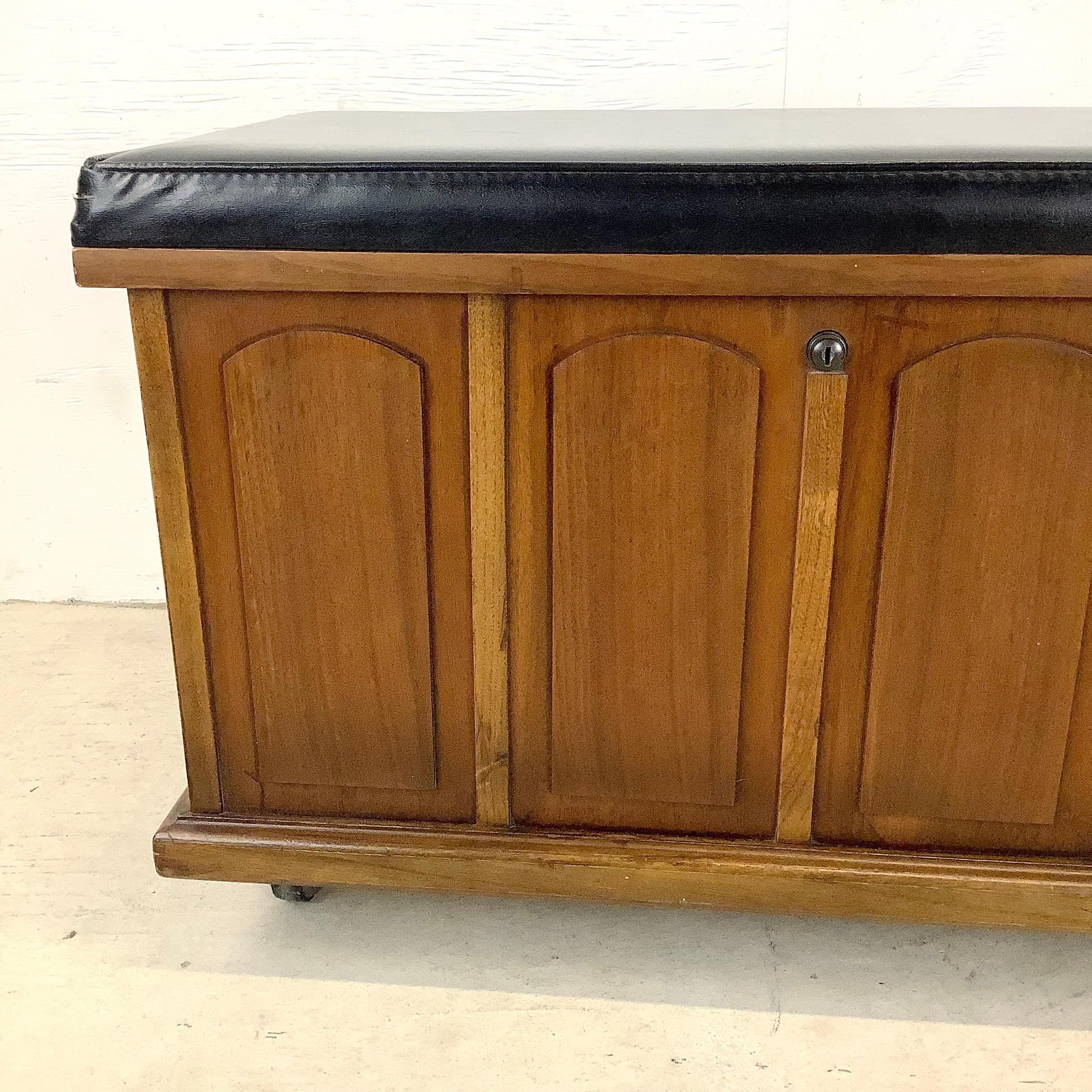 Plastic Mid-Century Modern Bench with Record Storage from Lane Furniture