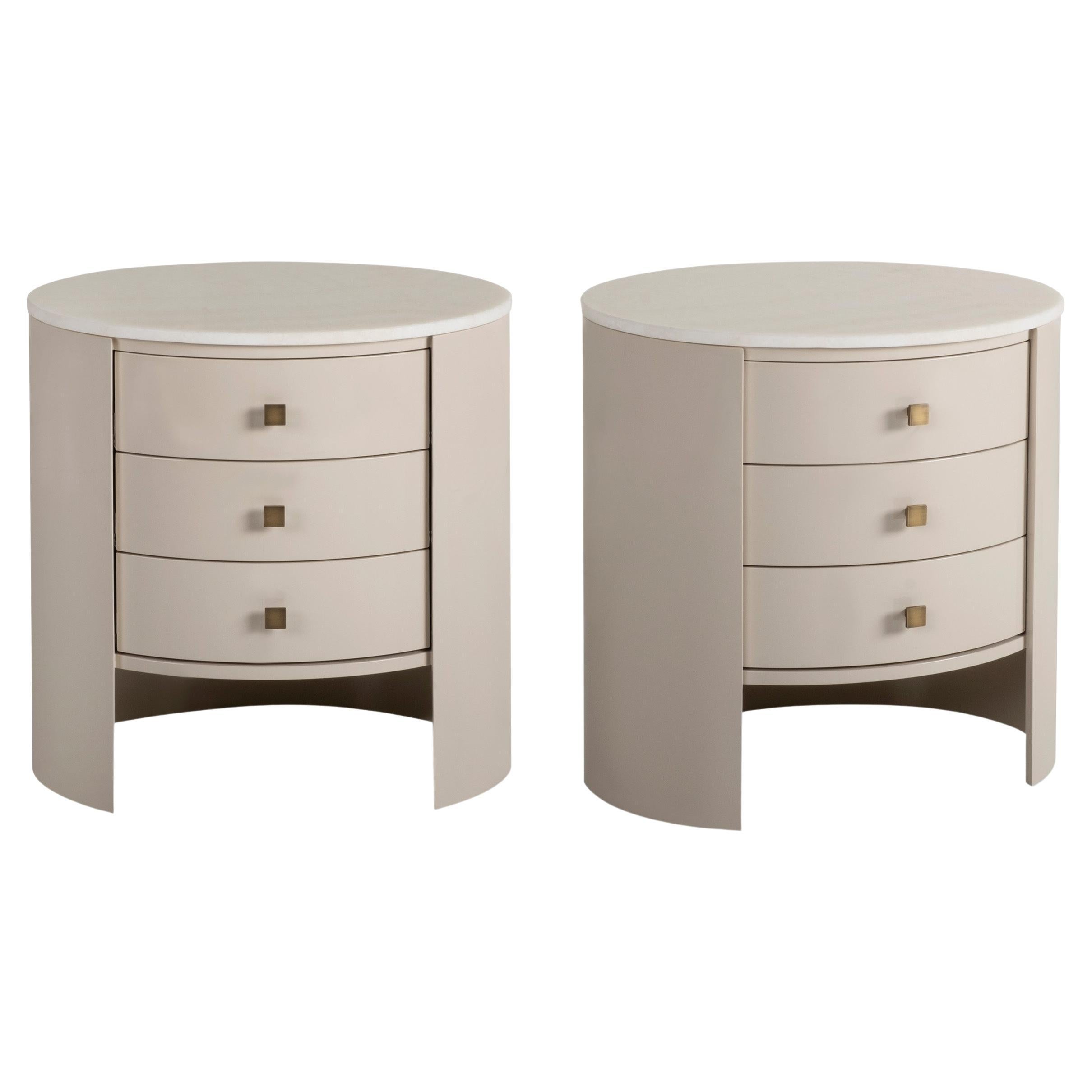 Set di 2 comodini Bend, in ottone Onyx, Greenapple