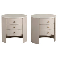 Mid-Century Modern Bend Set/2 Nightstands Bedside Tables, Onyx Brass, Greenapple