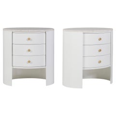 Mid-Century Modern Bend Set/2 Nightstands Bedside Tables, Onyx Brass, Greenapple