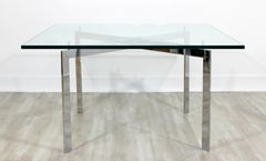 Mid-Century Modern Bennett Geiger Square Chrome Glass Coffee Table X Base 1970s