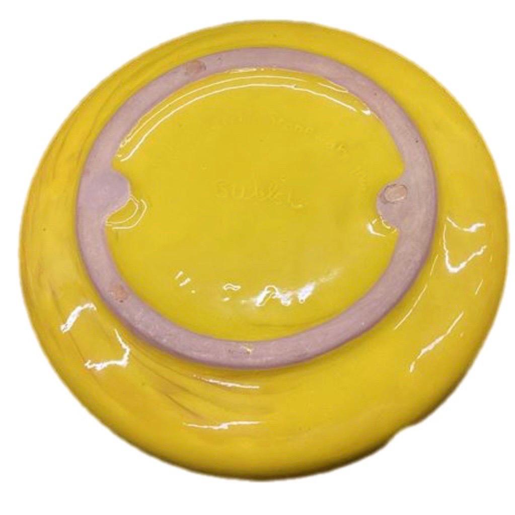 Late 20th Century Mid-Century Modern Bennett Walsh Pacific Stoneware Yellow Tiger Ashtray For Sale