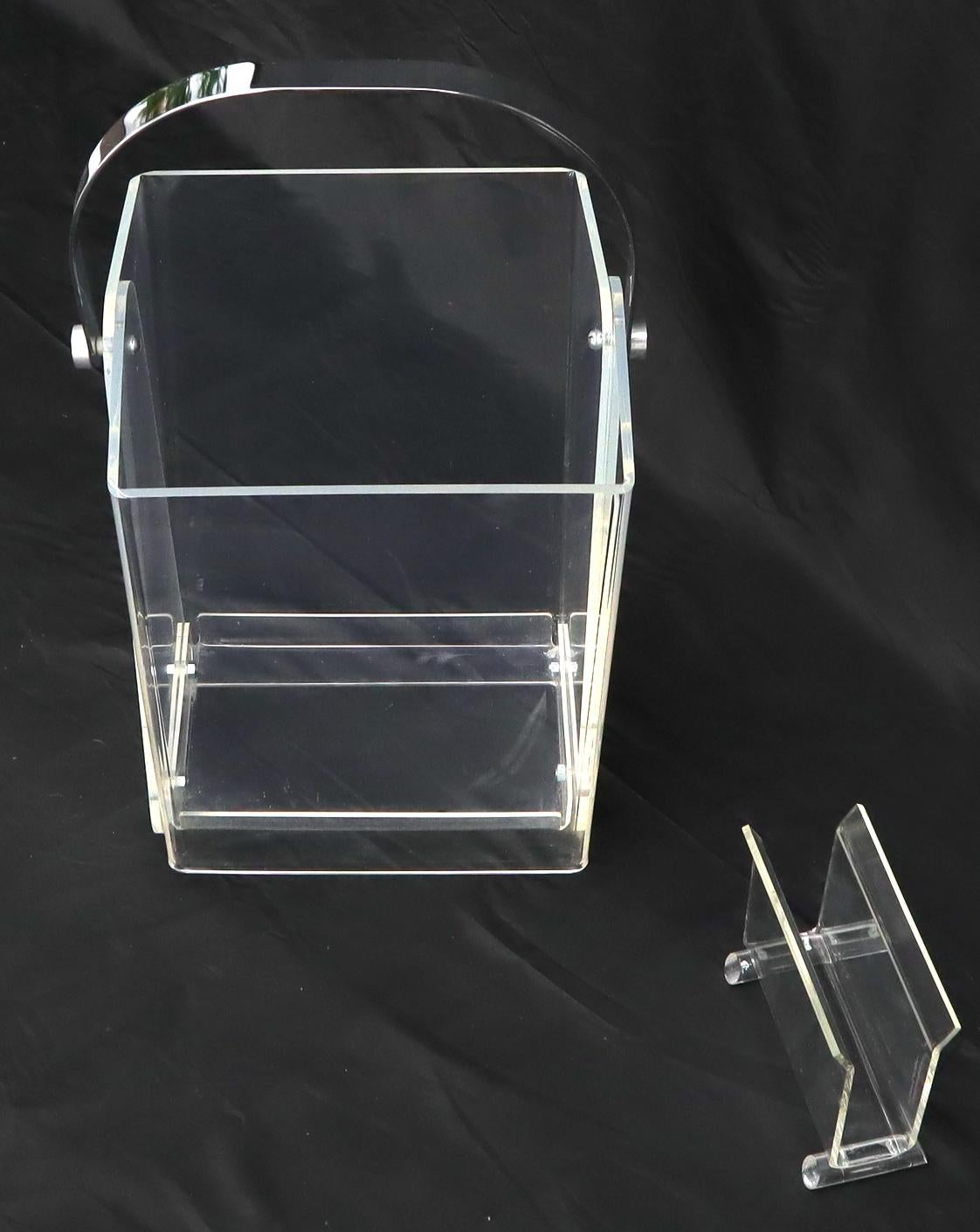 Mid-Century Modern Bent Lucite & Chrome Paper Basket & Letter Holder In Good Condition For Sale In Rockaway, NJ