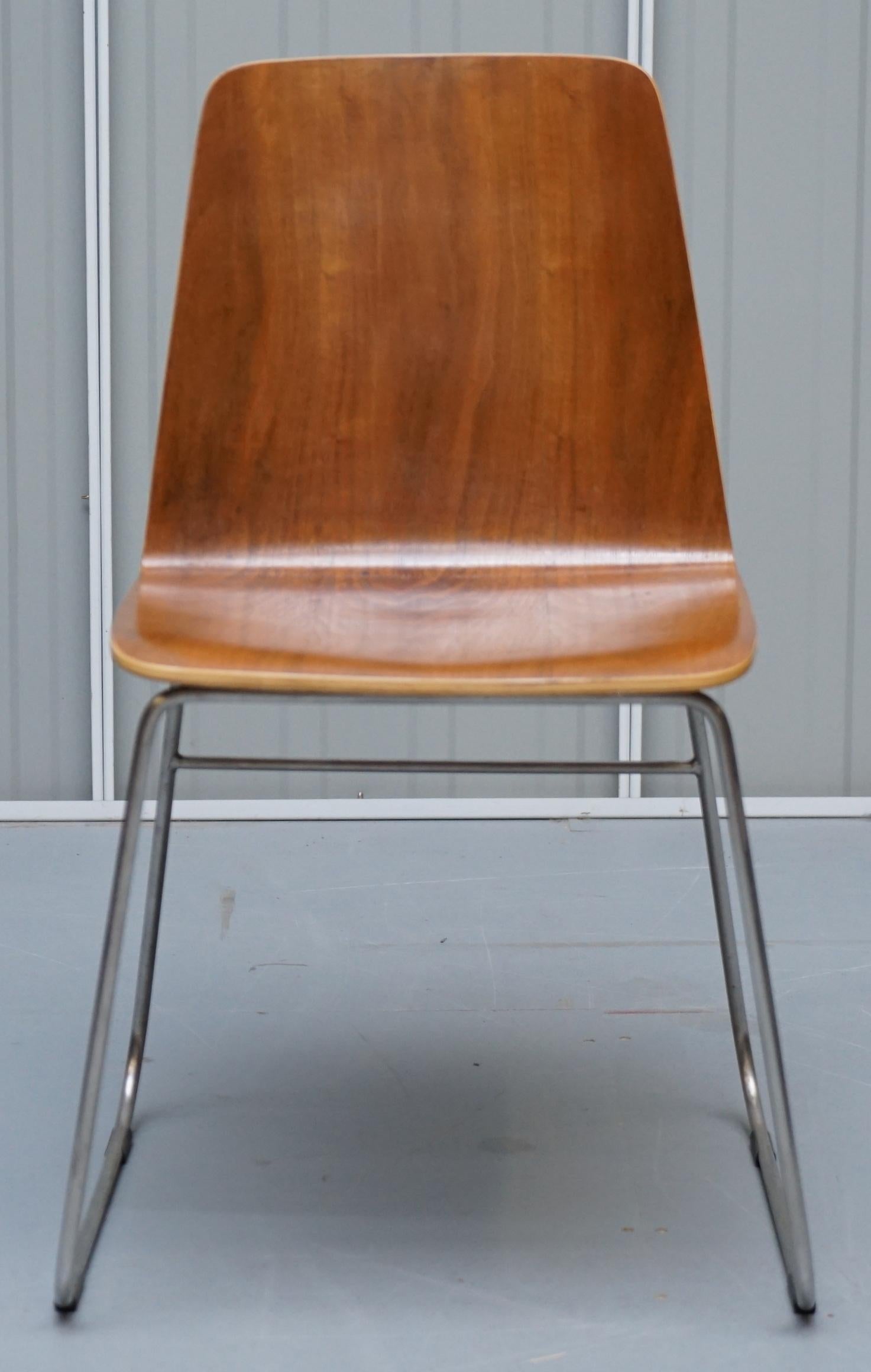 Mid-Century Modern Bent Plywood Dining Table and Four Chairs with Chrome Bases 5