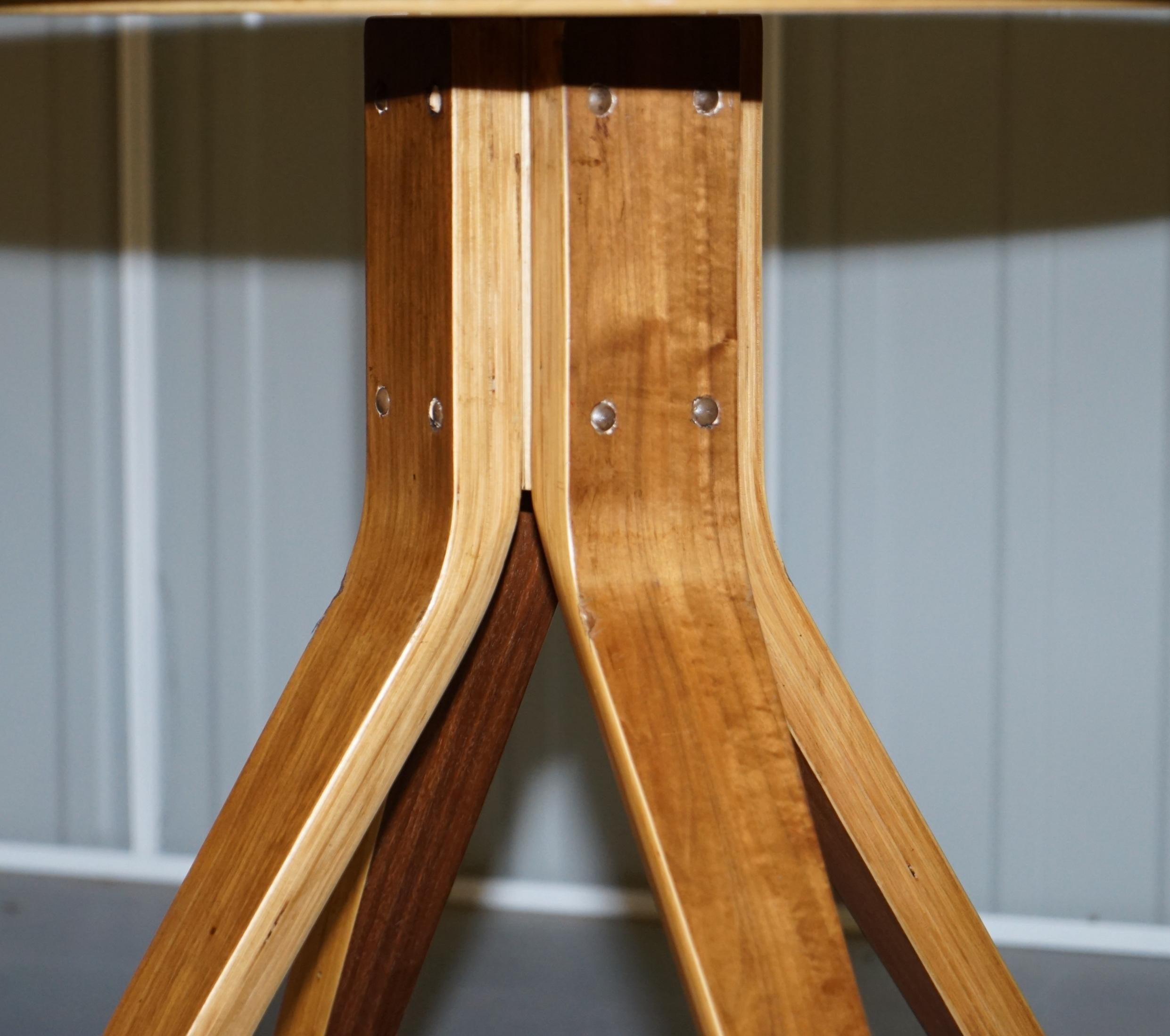 Mid-Century Modern Bent Plywood Dining Table and Four Chairs with Chrome Bases 1