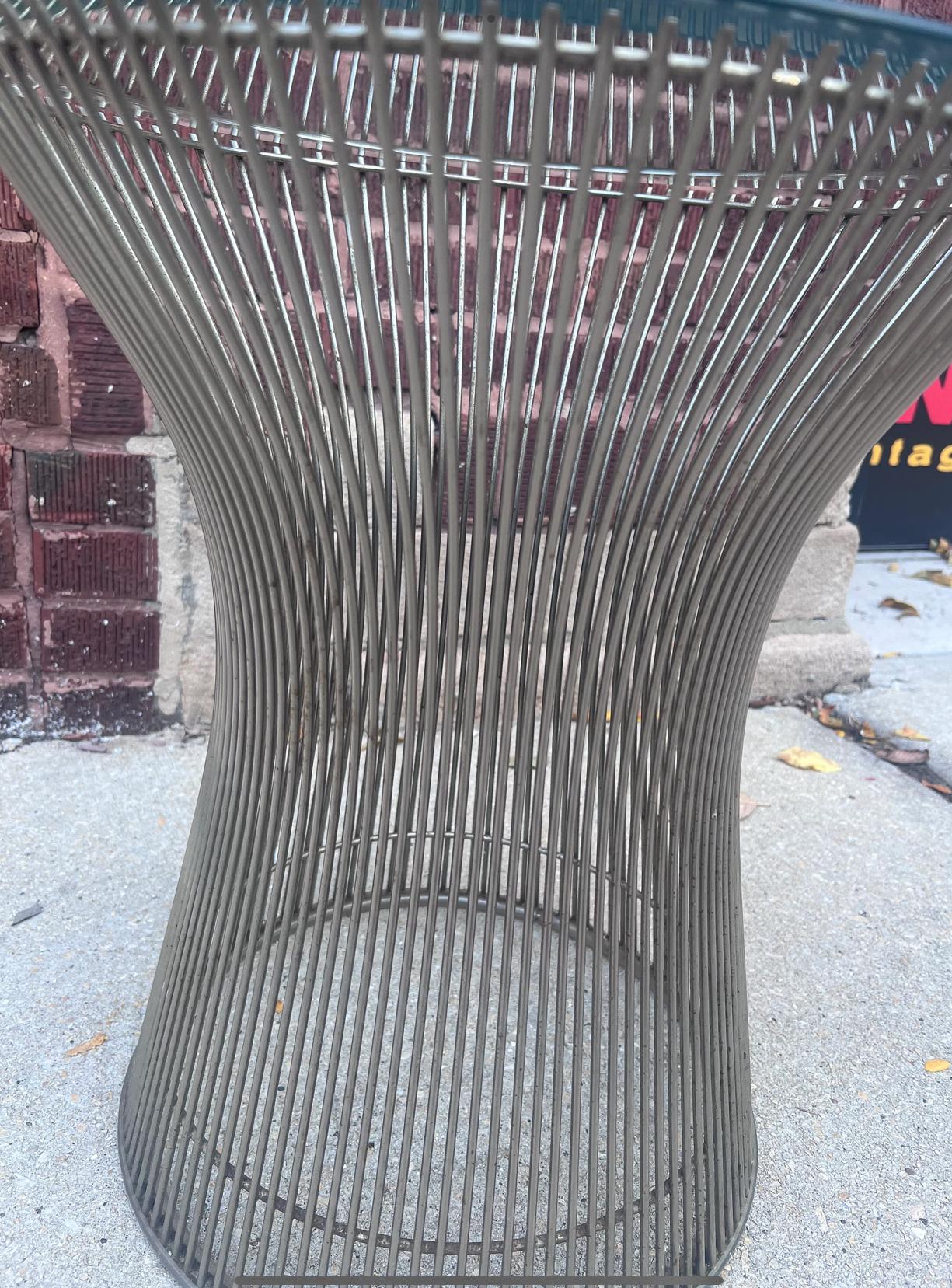 American Mid Century Modern Bent Wire Nickel Side Table by Warren Platner for Knoll For Sale