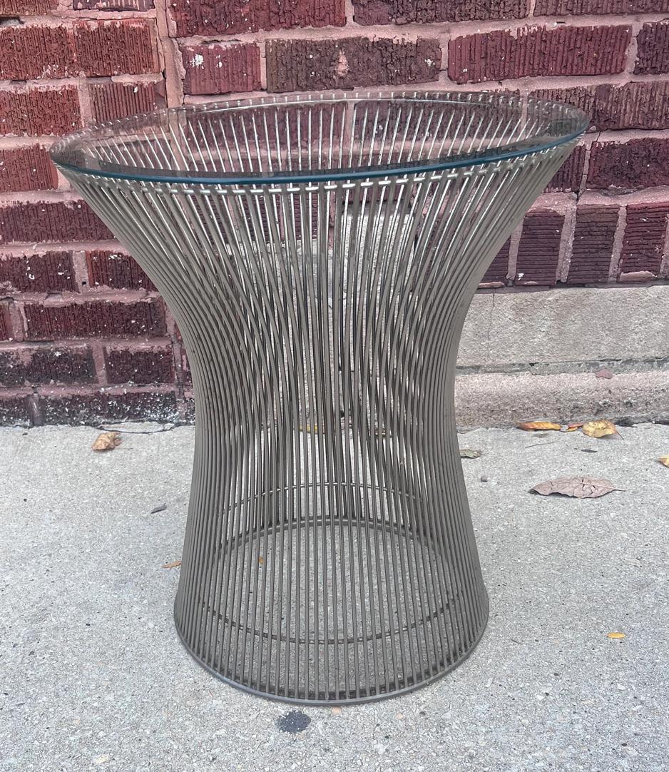 20th Century Mid Century Modern Bent Wire Nickel Side Table by Warren Platner for Knoll For Sale