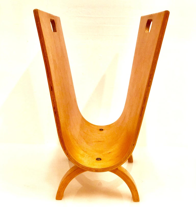 MidCentury Modern Bent Wood Magazine Holder with Handles at 1stDibs