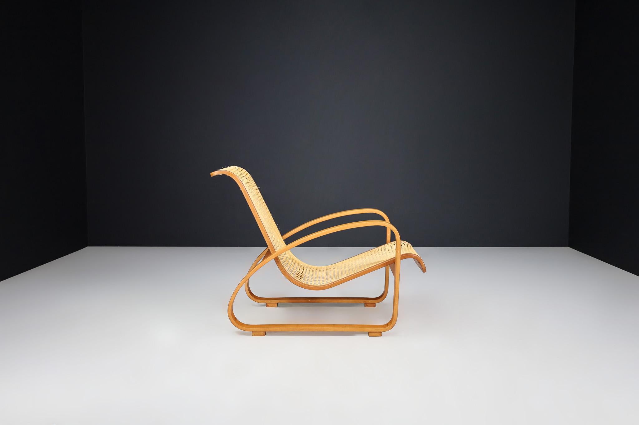 Mid-Century moderno Sedia da salotto in legno di bengala e vimini della modernità di metà secolo, Italia, anni '60 in vendita