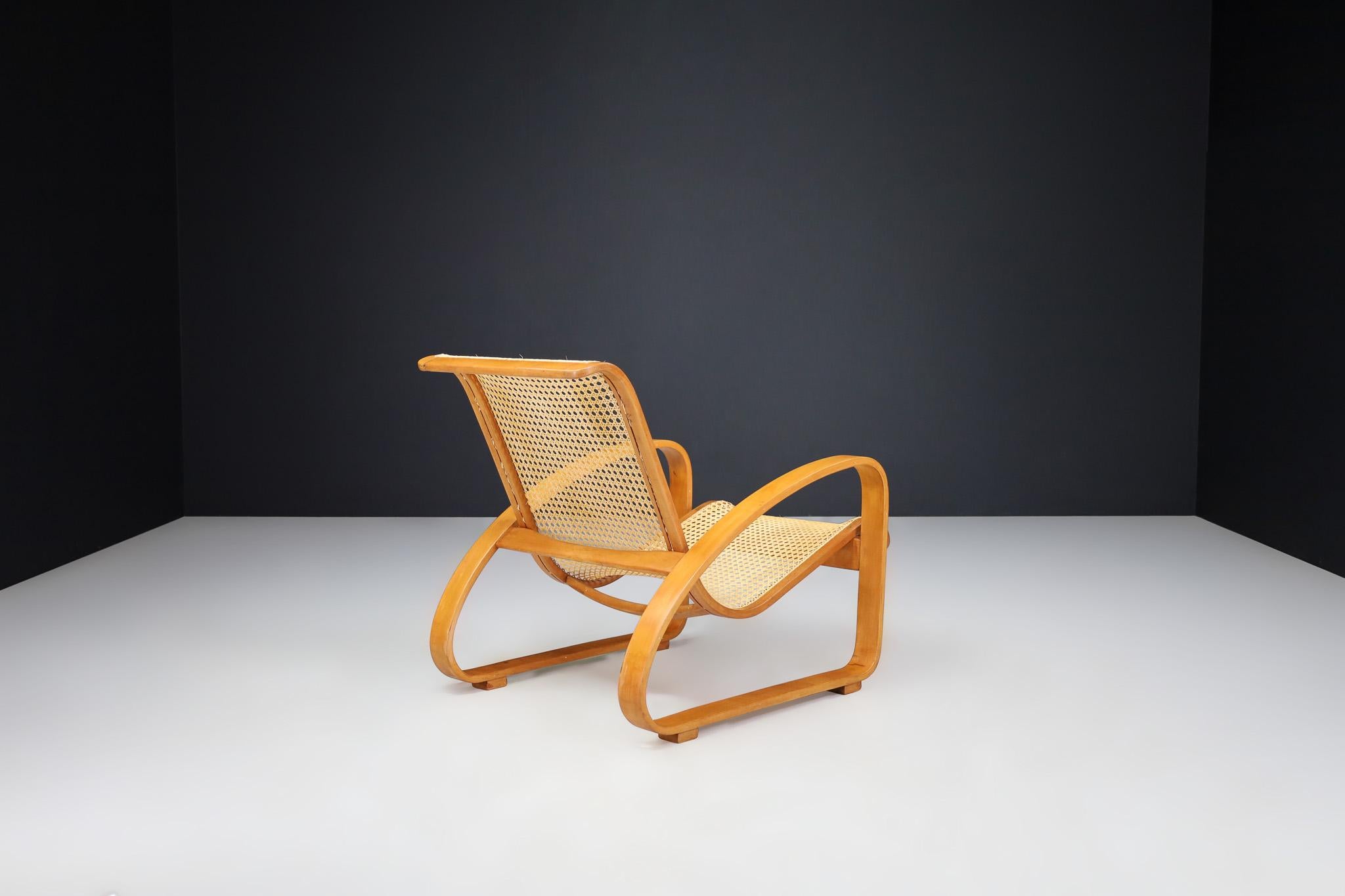 Sedia da salotto in legno di bengala e vimini della modernità di metà secolo, Italia, anni '60 In condizioni buone in vendita a Almelo, NL