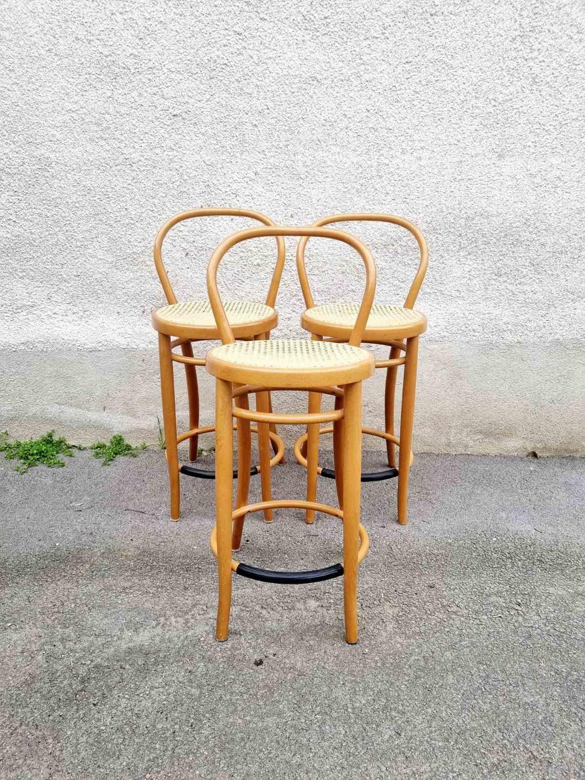 Mid Century Modern Bentwood Bar Stools, Thonet Style Chairs, Italy 80a For Sale 6