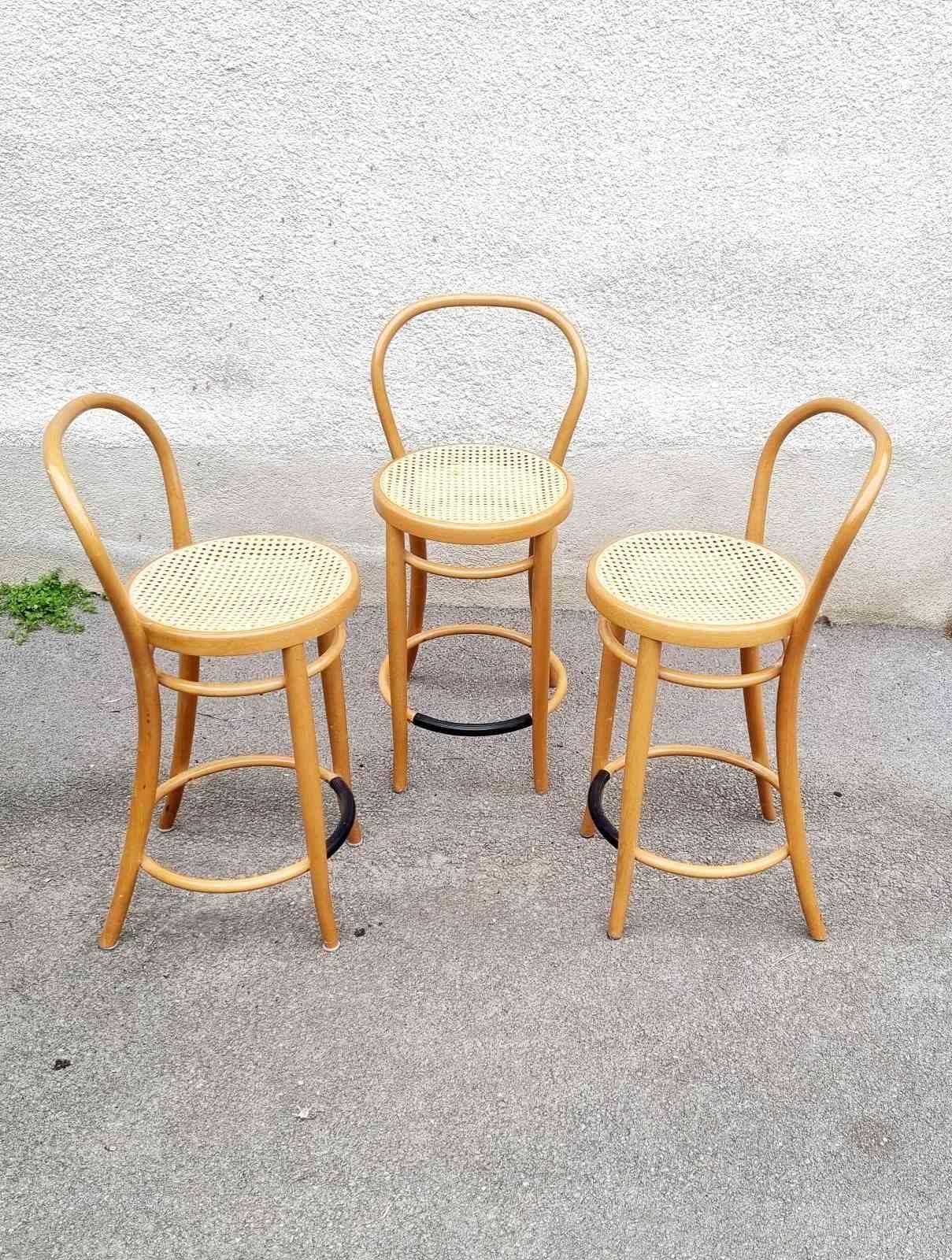 Mid Century Modern Bentwood Bar Stools, Thonet Style Chairs, Italy 80a For Sale 7