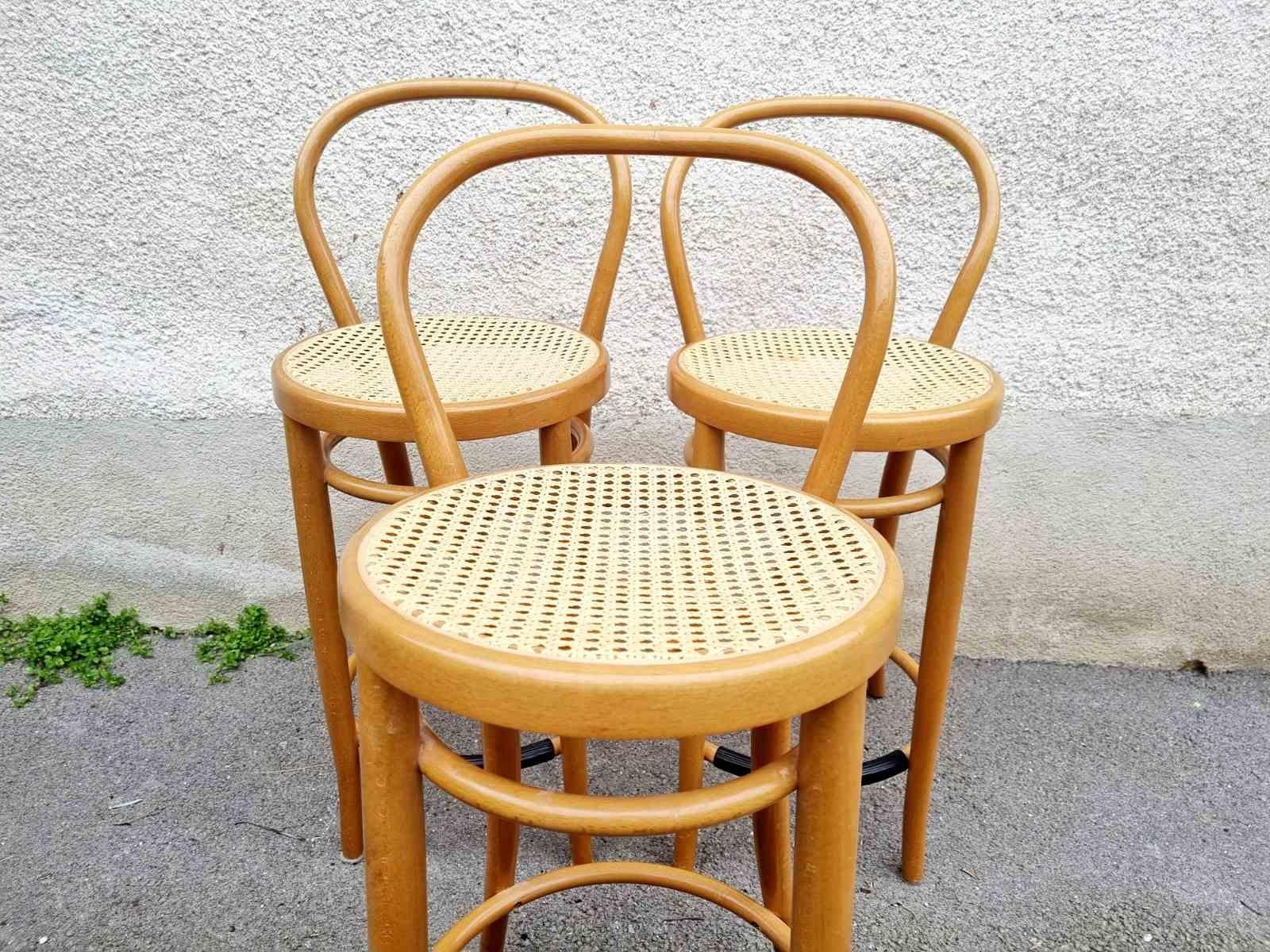 Mid Century Modern Bentwood Bar Stools, Thonet Style Chairs, Italy 80a In Good Condition In Lucija, SI