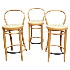 Retro Mid Century Modern Bentwood Bar Stools, Thonet Style Chairs, Italy 80a