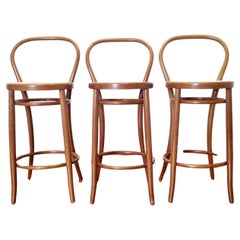 Mid Century Modern Bentwood Bar Stools, Thonet Style Chairs, Italy 80a