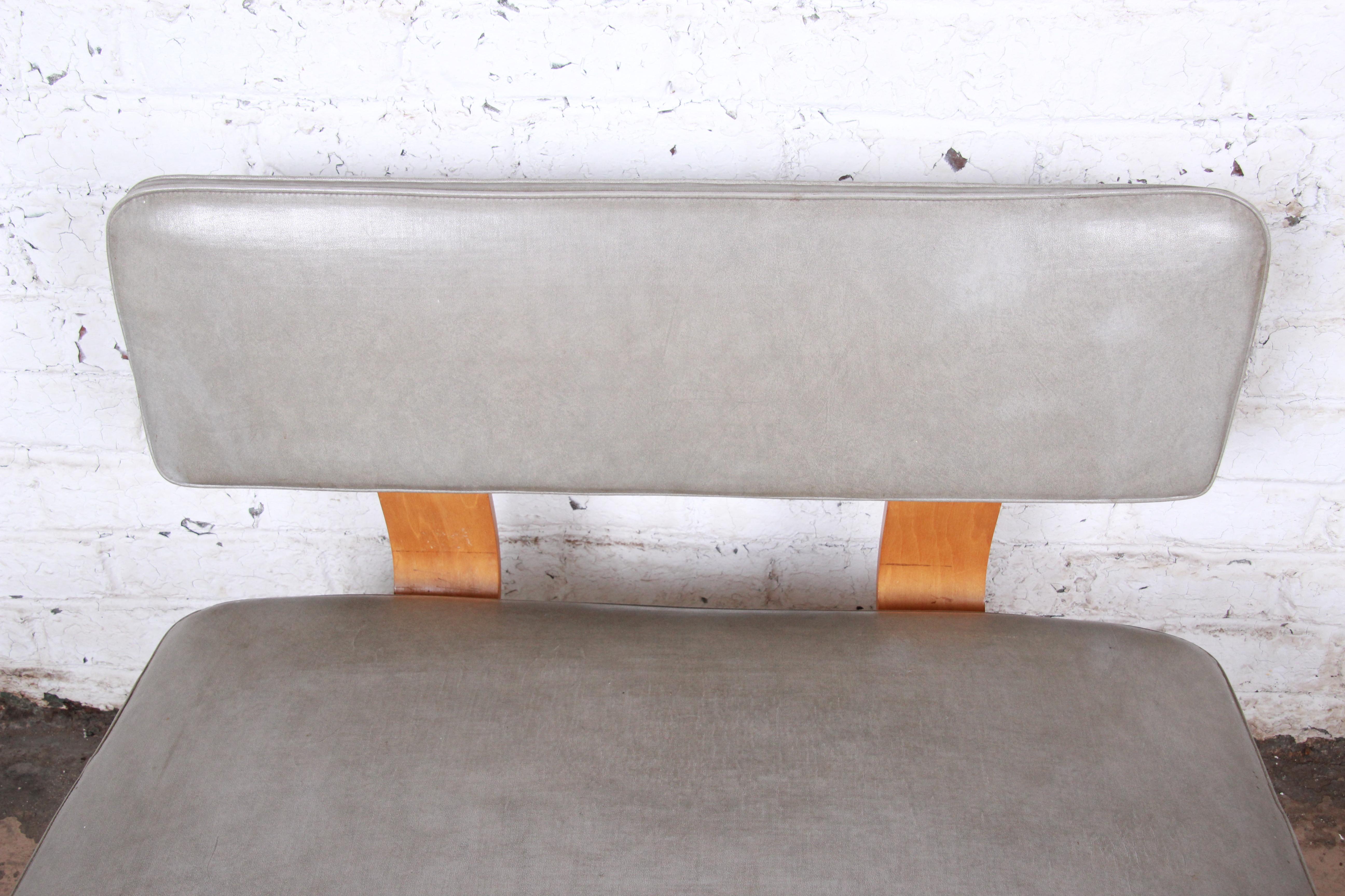 Upholstery Mid-Century Modern Bentwood Bench Attributed to Thonet
