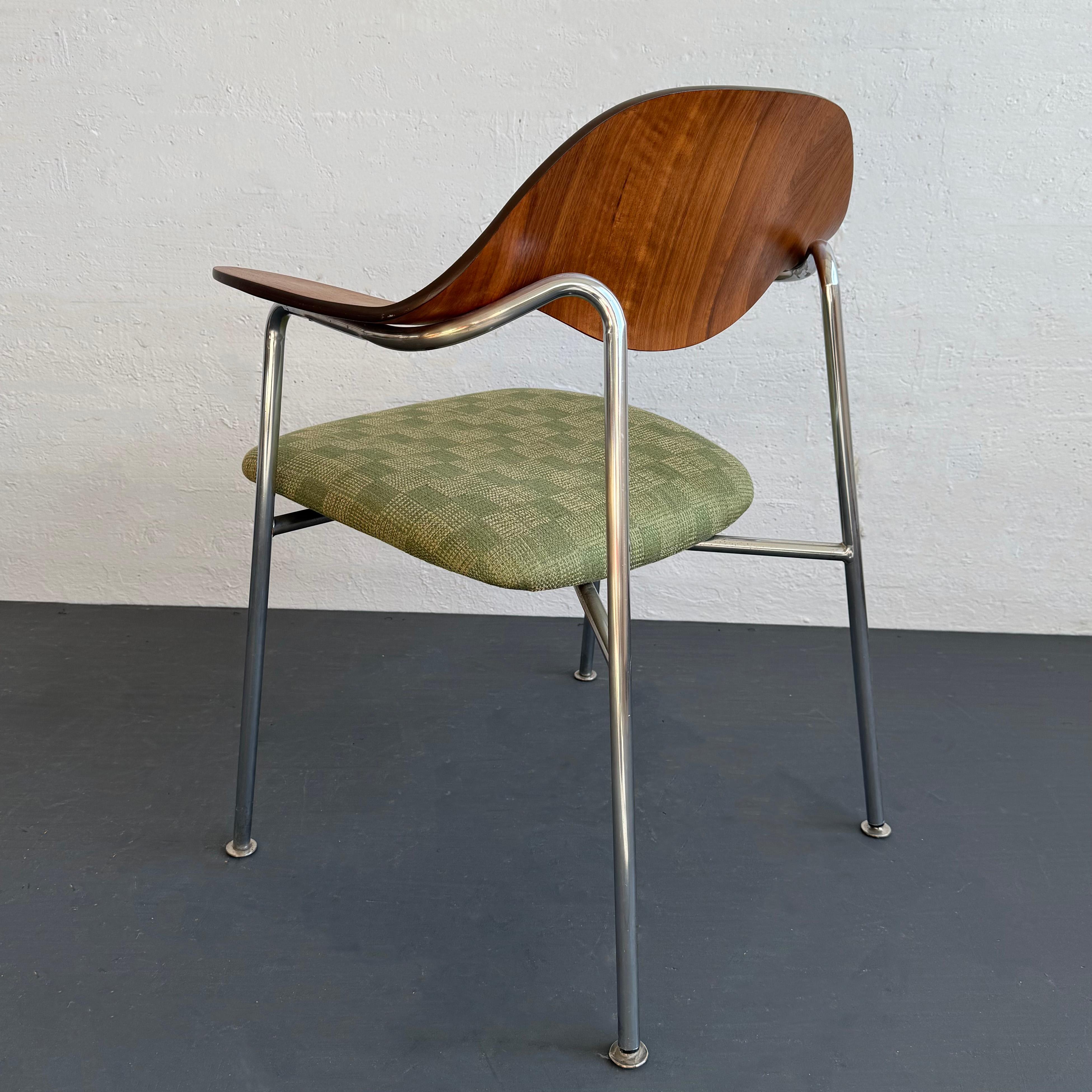 Upholstery Mid-Century Modern Bentwood Chrome Chair By George Mulhauser For Plycraft For Sale