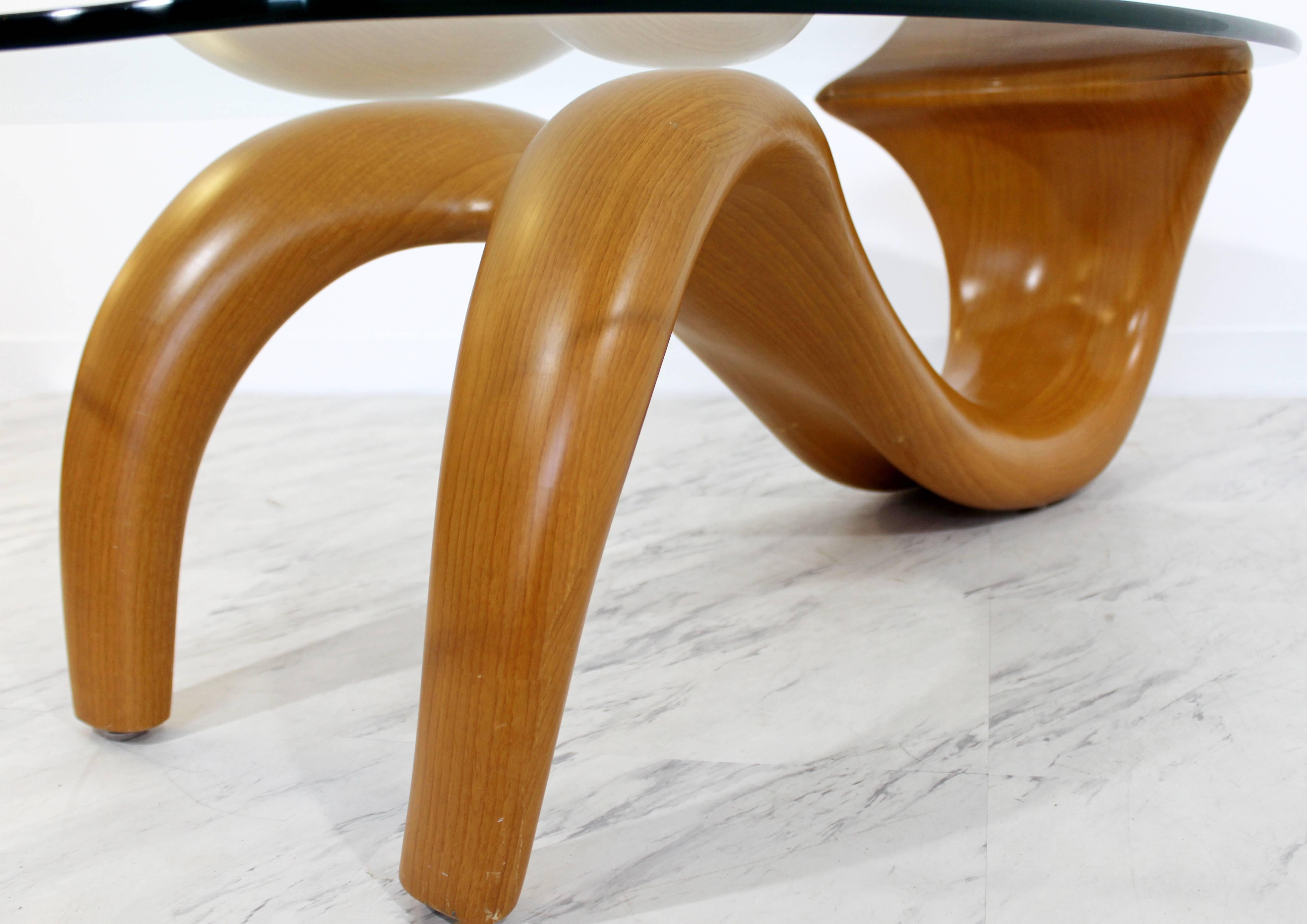 Mid-Century Modern Bentwood Glass Biomorphic Organic Shaped Coffee Table, 1970s 5