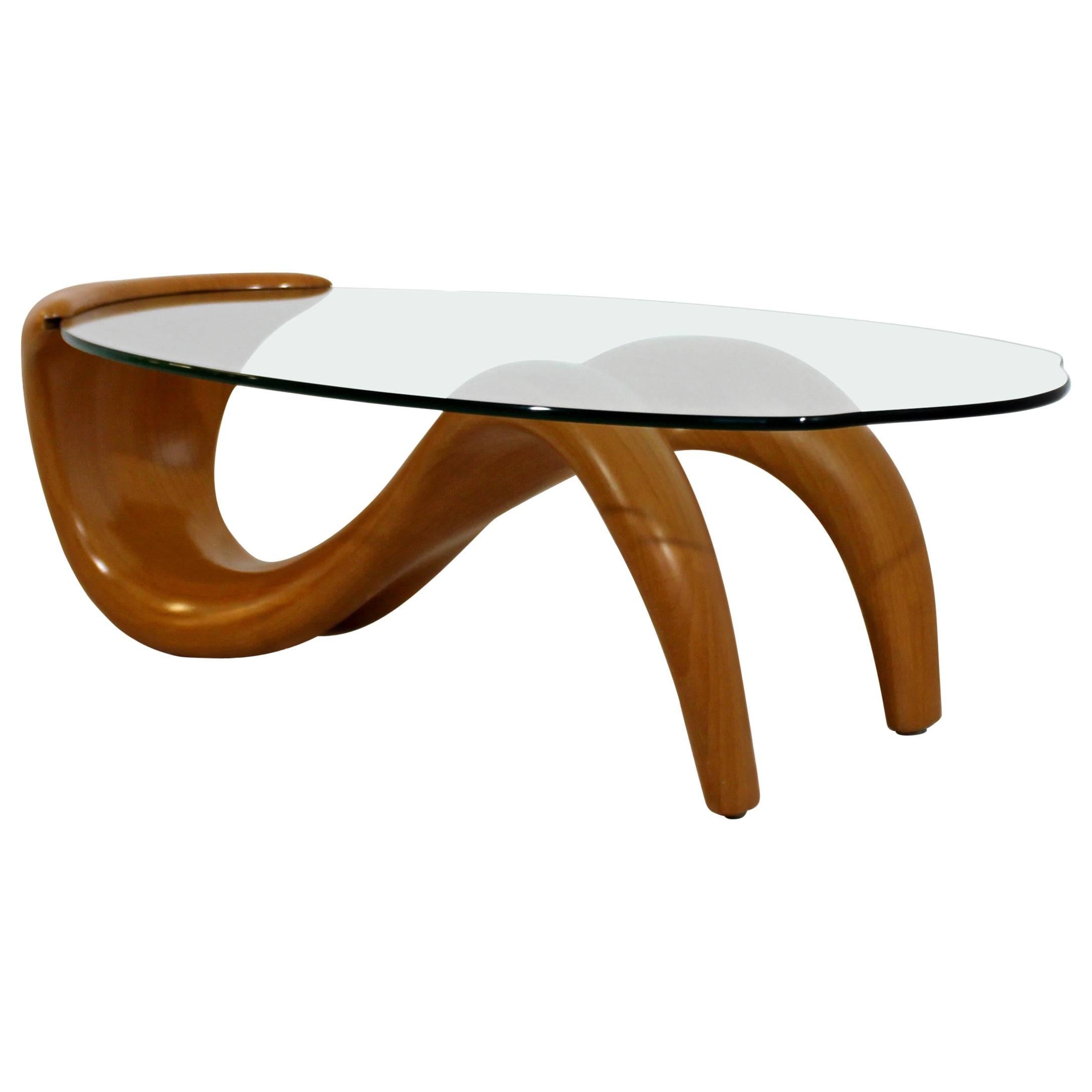 Mid-Century Modern Bentwood Glass Biomorphic Organic Shaped Coffee Table, 1970s