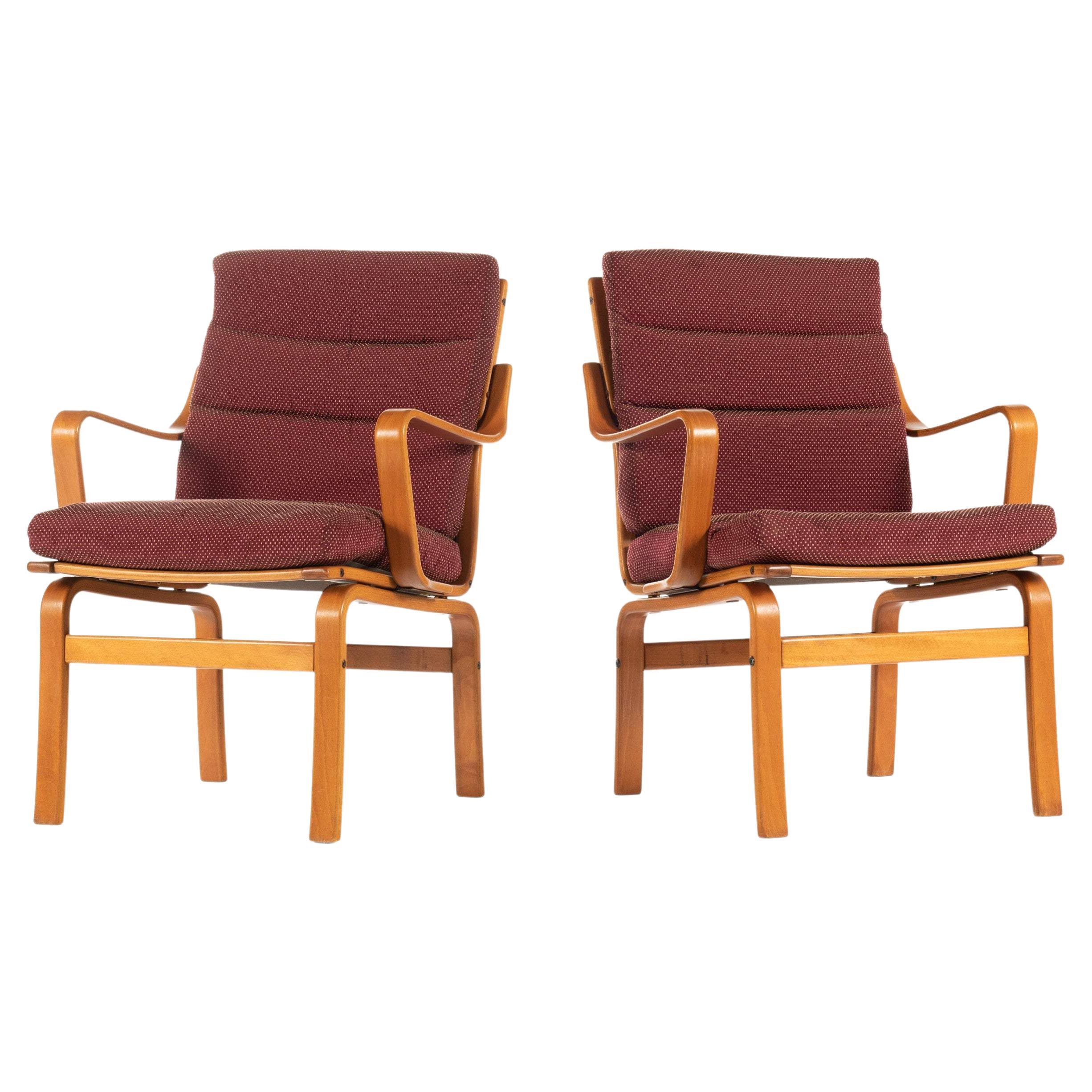 Mid Century Modern Bentwood Lounge Chairs by Gote Mobler, Sweden