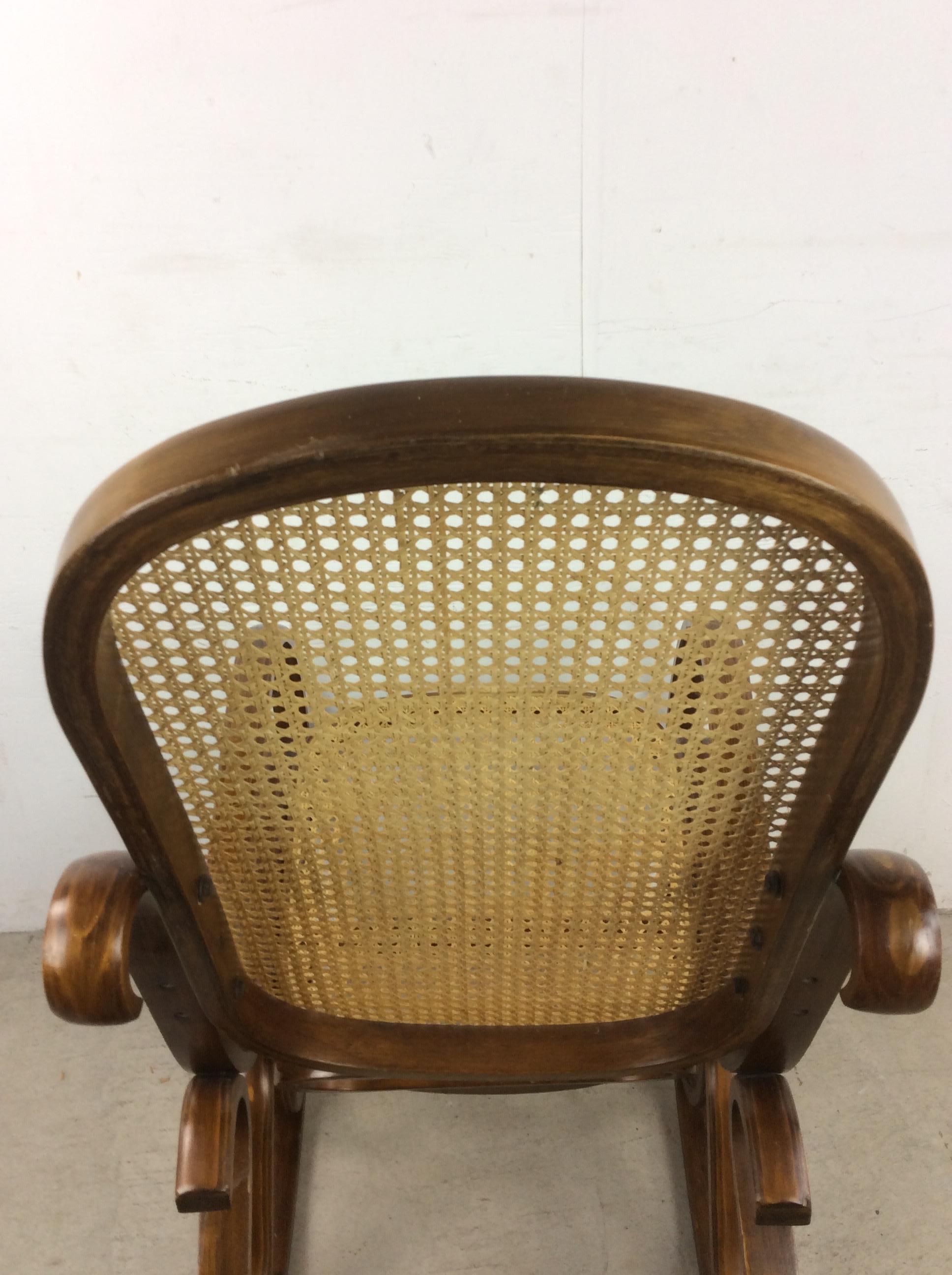 Mid Century Modern Bentwood Rocking Chair with Caning 6