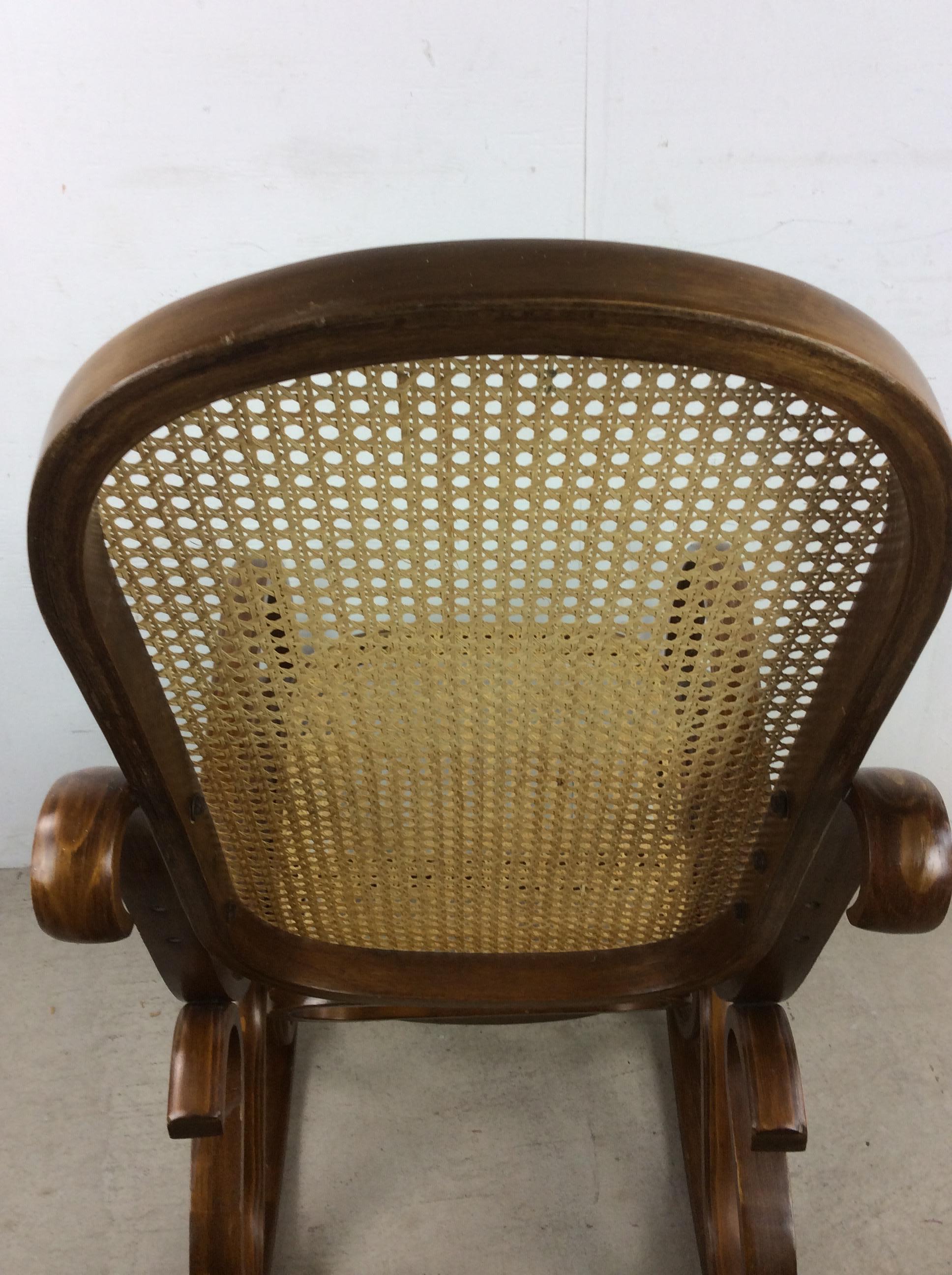 Mid Century Modern Bentwood Rocking Chair with Caning 7