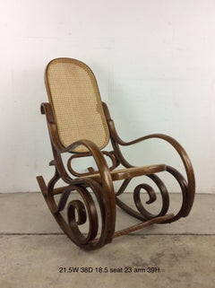 Mid Century Modern Bentwood Rocking Chair with Caning