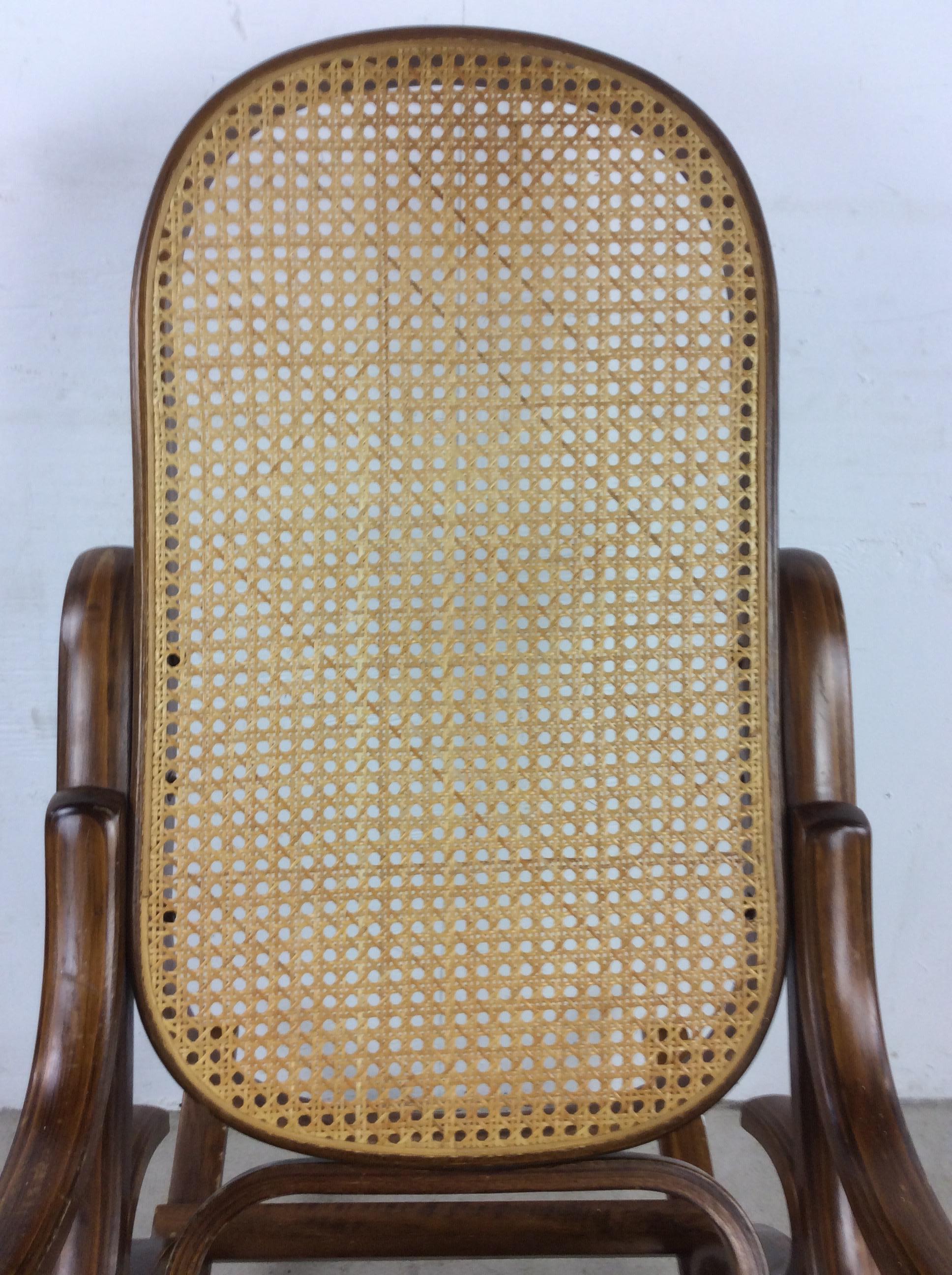 Mid Century Modern Bentwood Rocking Chair with Caning In Good Condition For Sale In Freehold, NJ