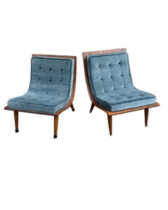 Mid Century Modern Bentwood Scoop Chairs by Carter Brothers Newly Reupholstered