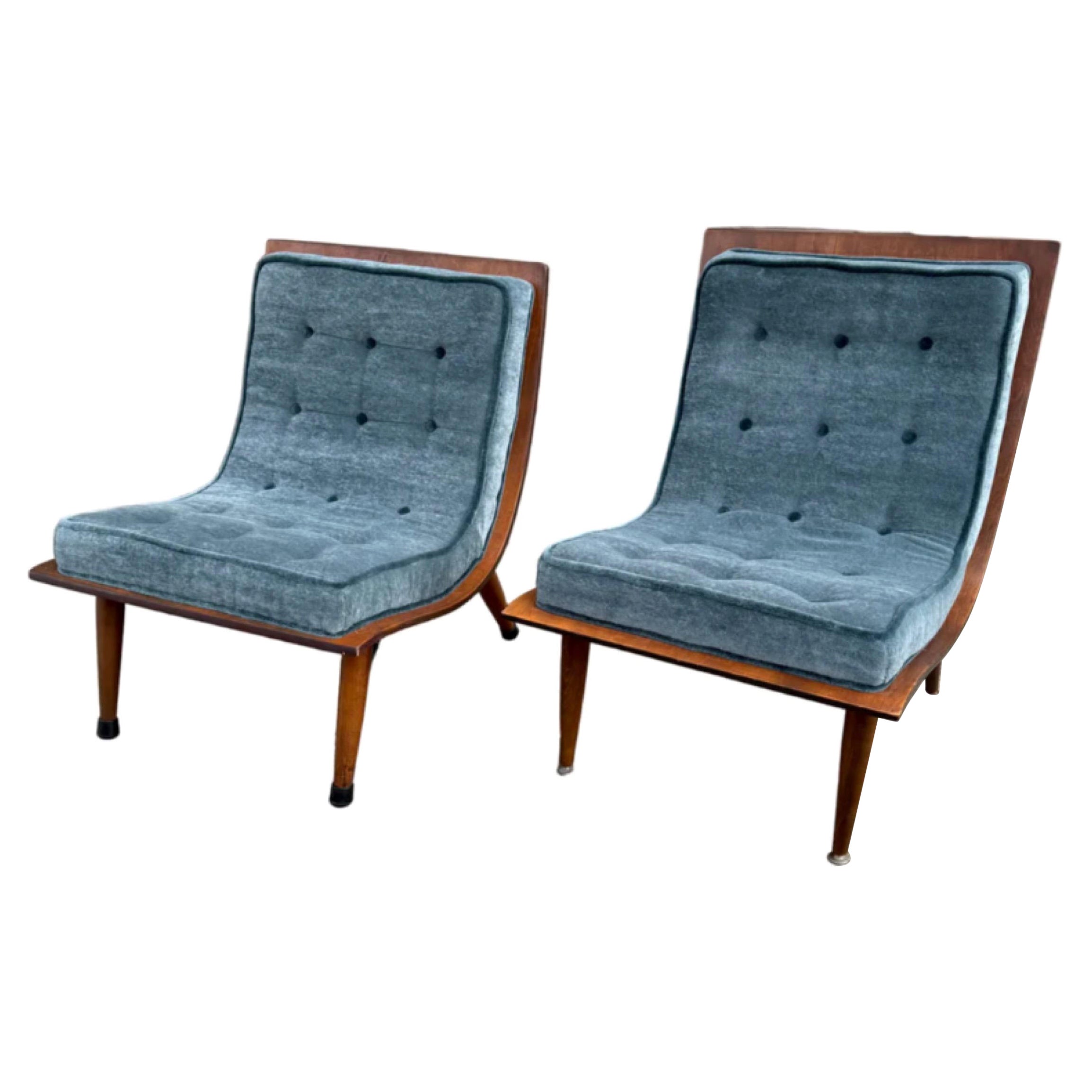 Mid Century Modern Bentwood Scoop Chairs by Carter Brothers Newly Reupholstered For Sale