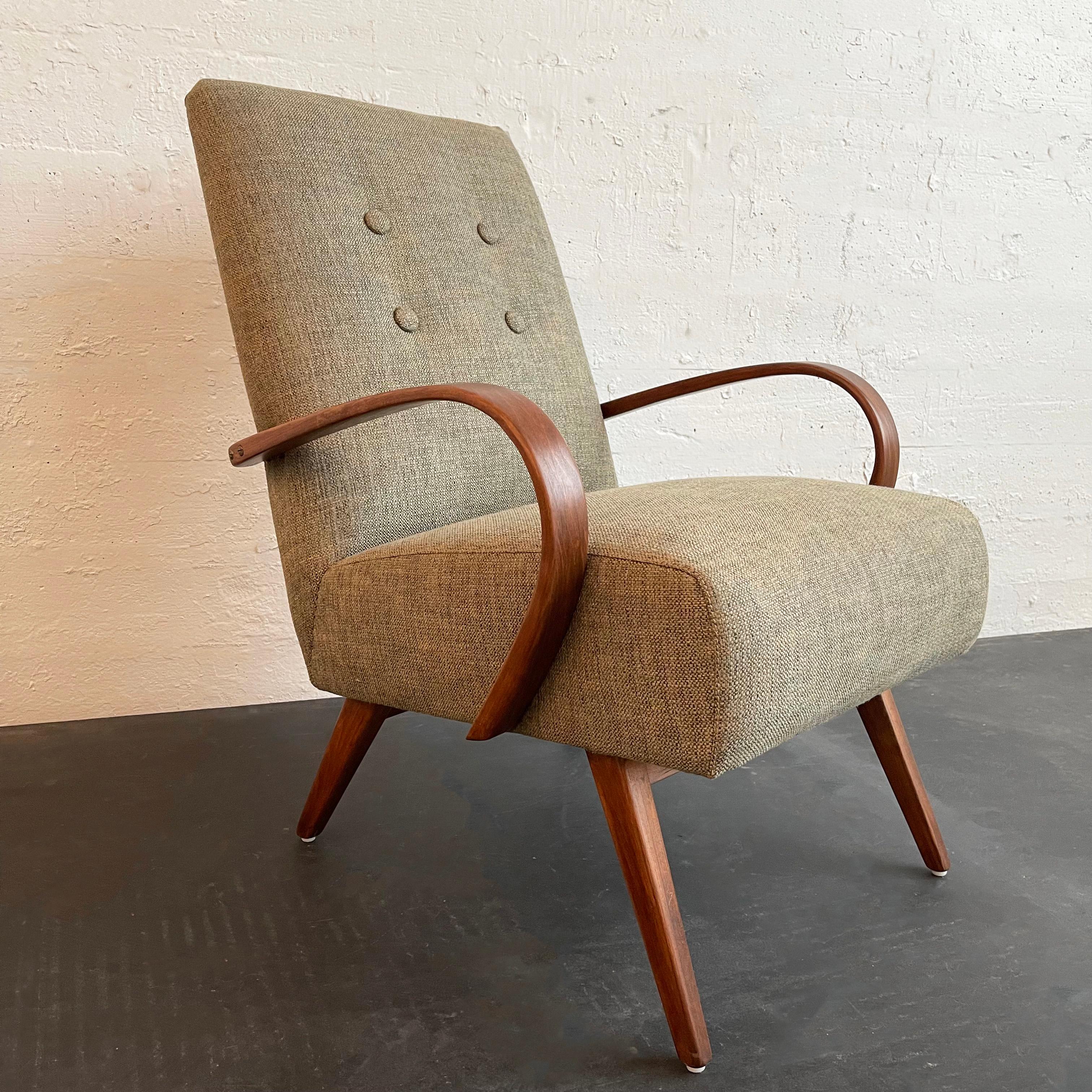 Scandinavian Modern  Mid-Century Modern Bentwood Upholstered Armchair By Jaroslav Smidek For Sale