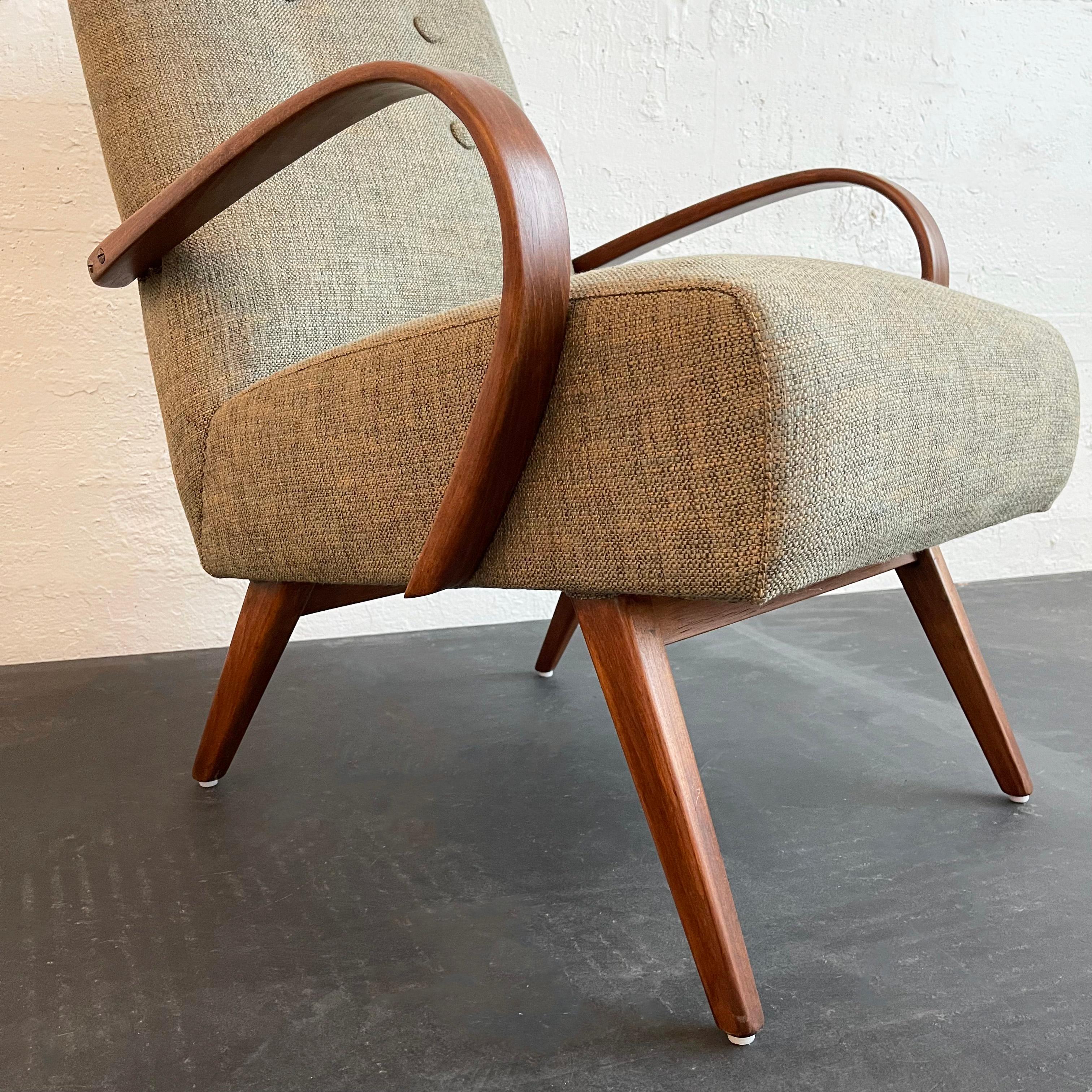 Czech  Mid-Century Modern Bentwood Upholstered Armchair By Jaroslav Smidek For Sale
