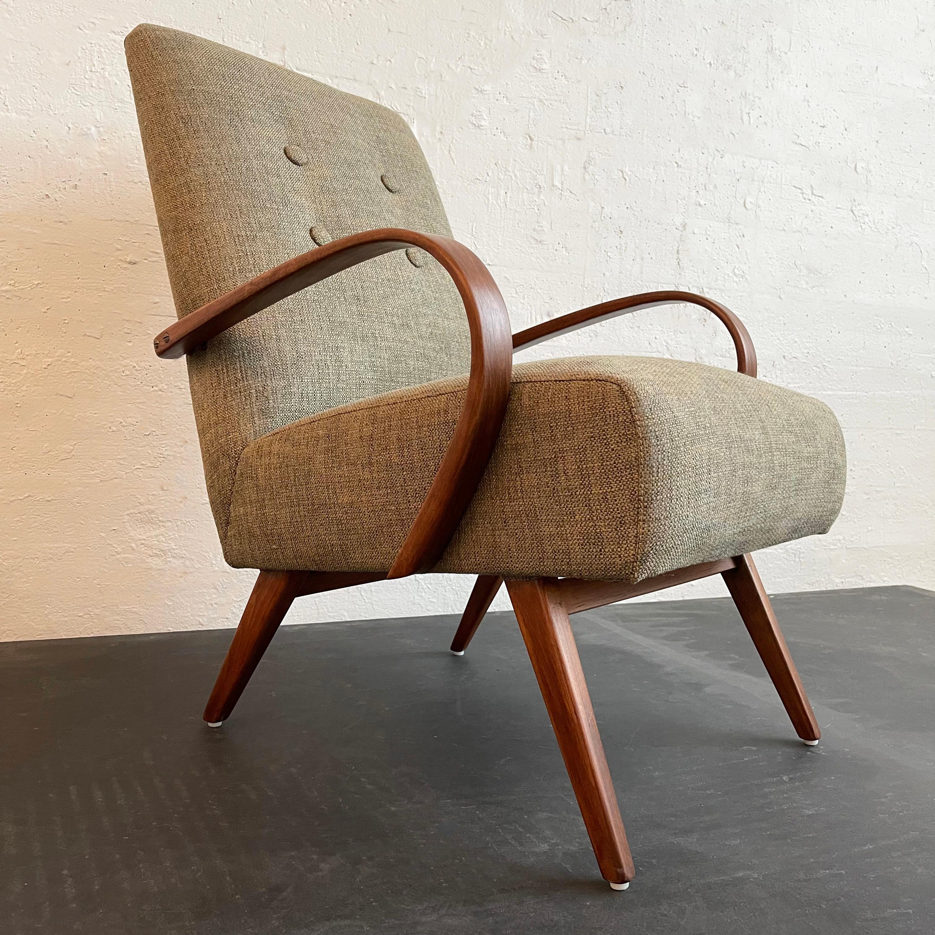 Fabric  Mid-Century Modern Bentwood Upholstered Armchair By Jaroslav Smidek For Sale