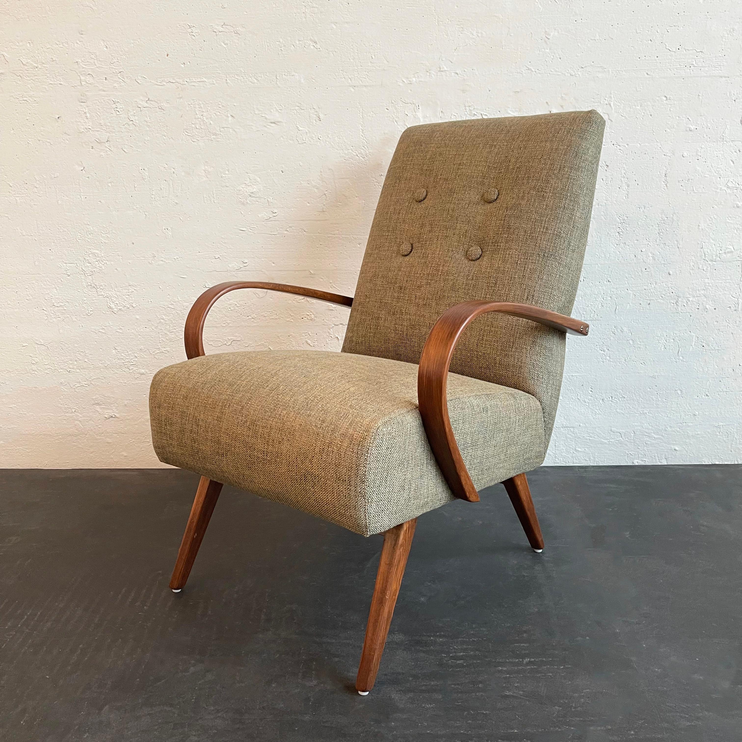  Mid-Century Modern Bentwood Upholstered Armchair By Jaroslav Smidek For Sale 1