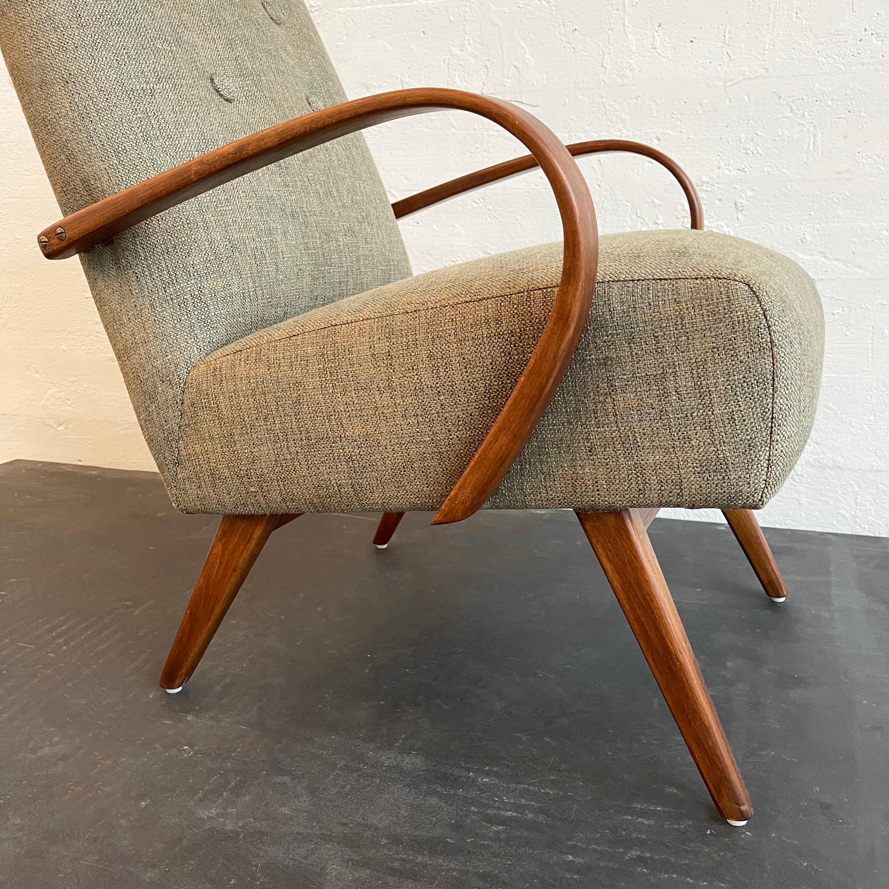  Mid-Century Modern Bentwood Upholstered Armchair By Jaroslav Smidek For Sale 2