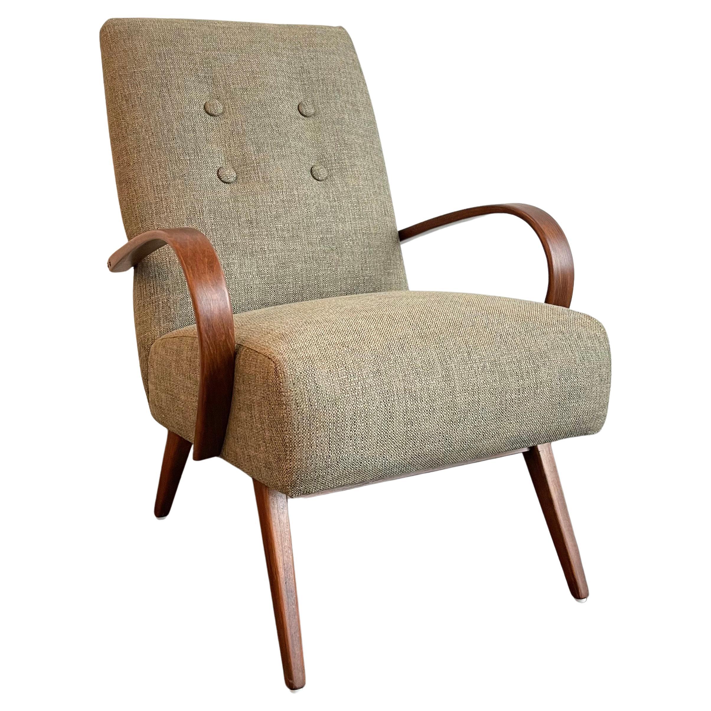 Mid-Century Modern Bentwood Upholstered Armchair By Jaroslav Smidek For Sale