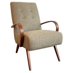Vintage  Mid-Century Modern Bentwood Upholstered Armchair By Jaroslav Smidek