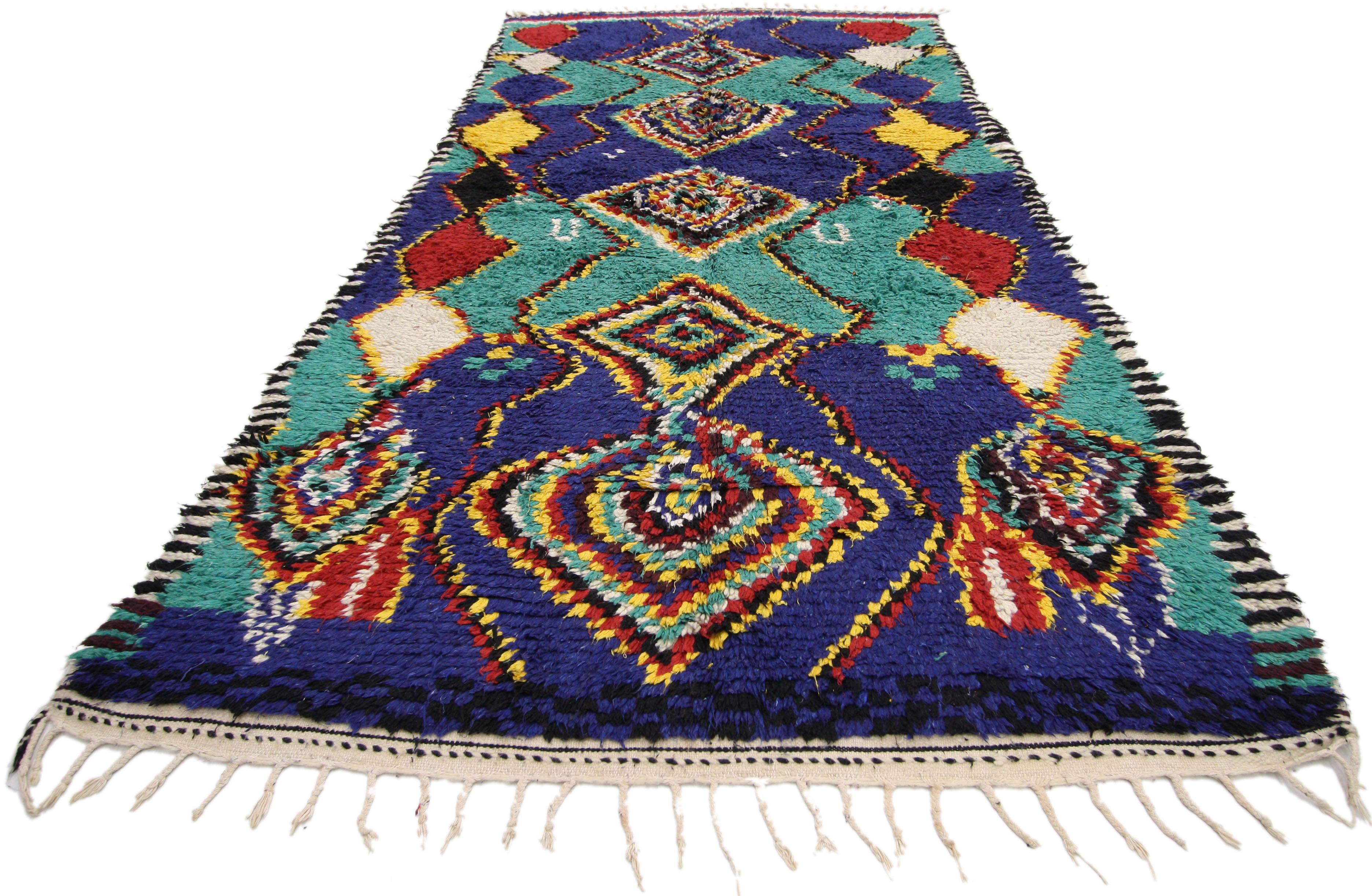 Hand-Knotted Contemporary Berber Moroccan Rug with Post-Modern Bauhaus Style For Sale