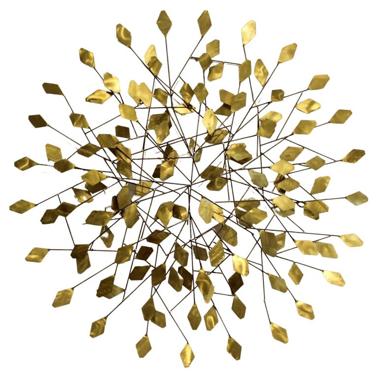Mid Century Modern Bergazzi Brass Wall Abstract Sculpture For Sale at