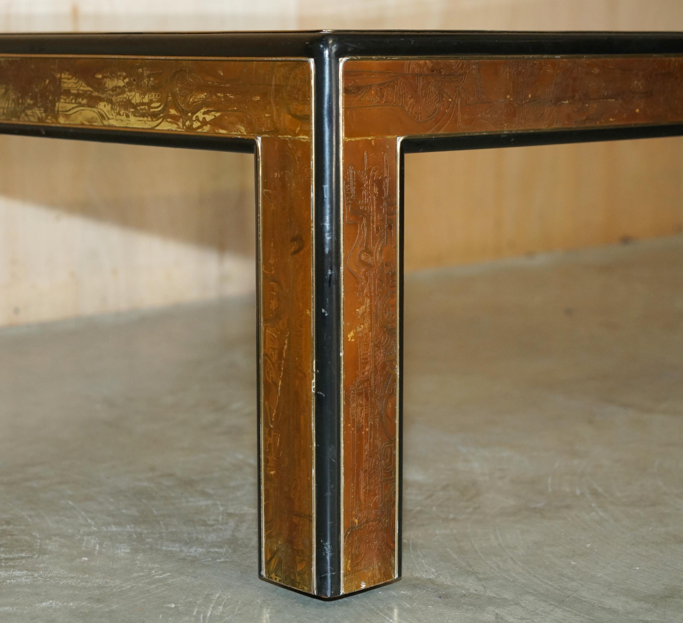 20th Century Mid Century Modern Bernhard Rohne Mastercraft Acid Etched Coffee Cocktail Table For Sale