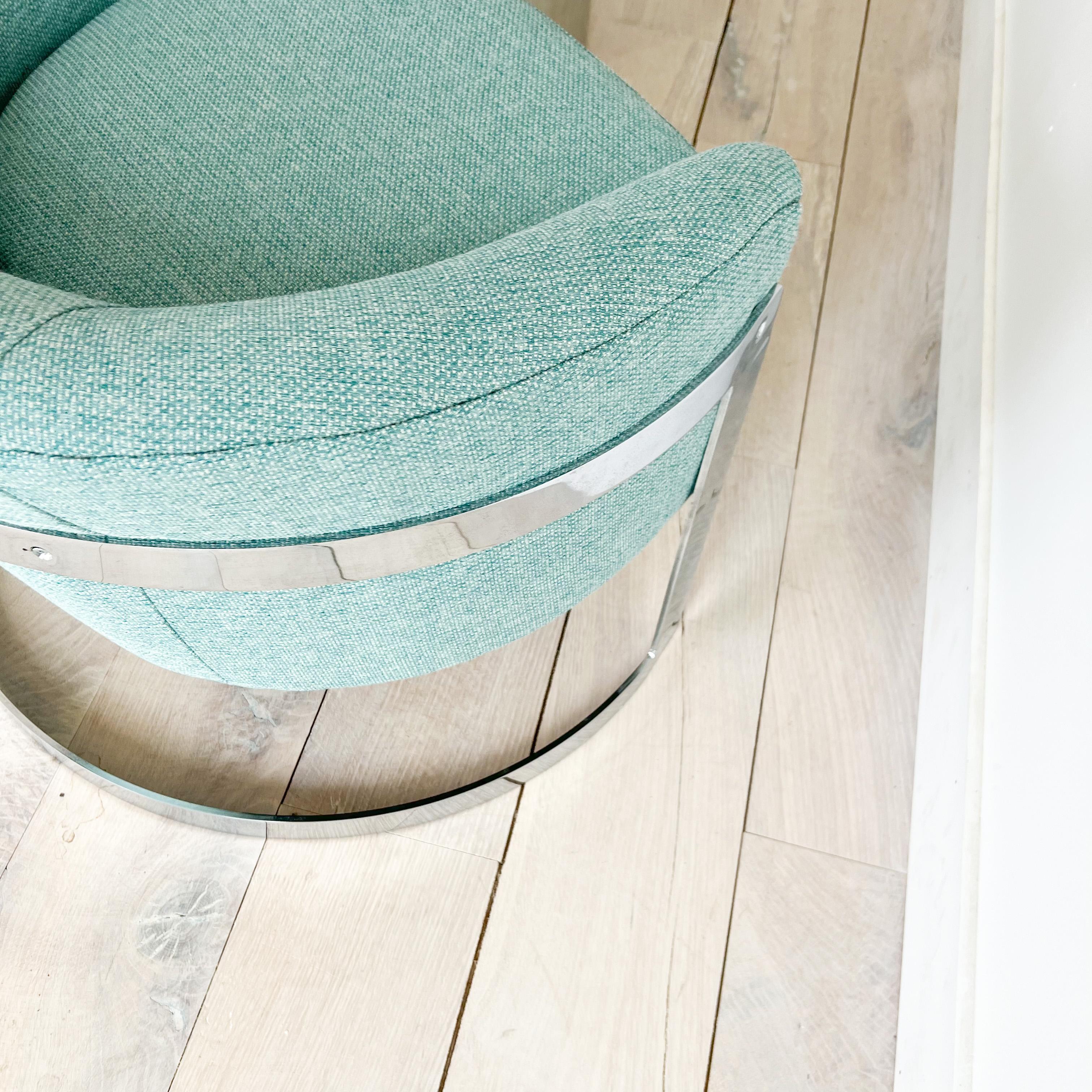 Mid-Century Modern Bernhardt Chrome Lounge Chair w/ New Upholstery 7