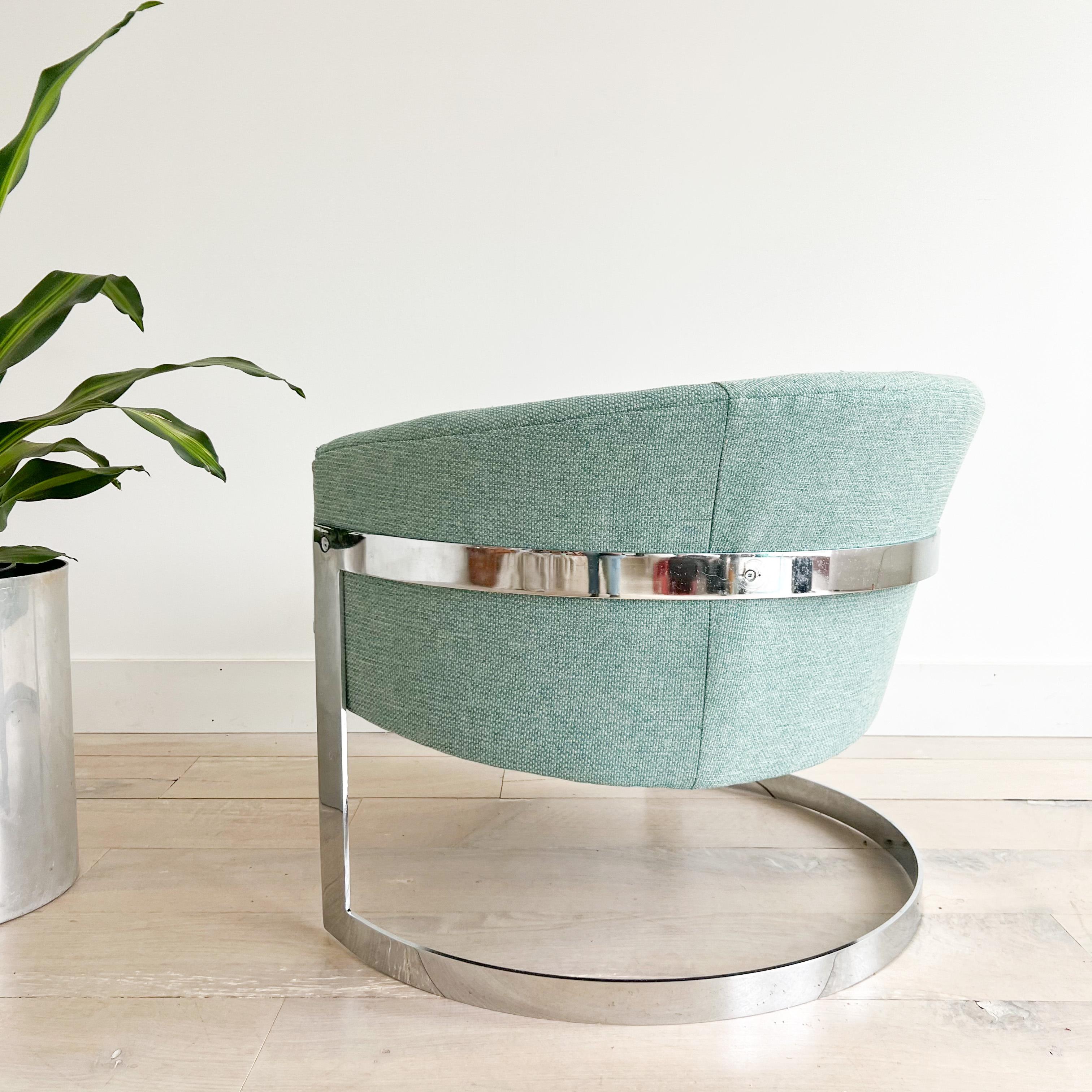 Mid-Century Modern Bernhardt Chrome Lounge Chair w/ New Upholstery 5